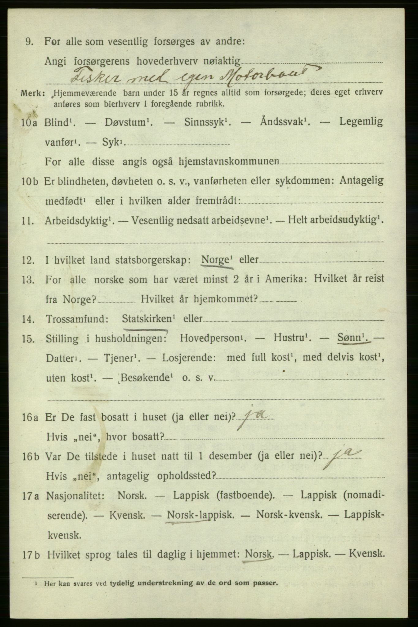 SATØ, 1920 census for Kjelvik, 1920, p. 1606