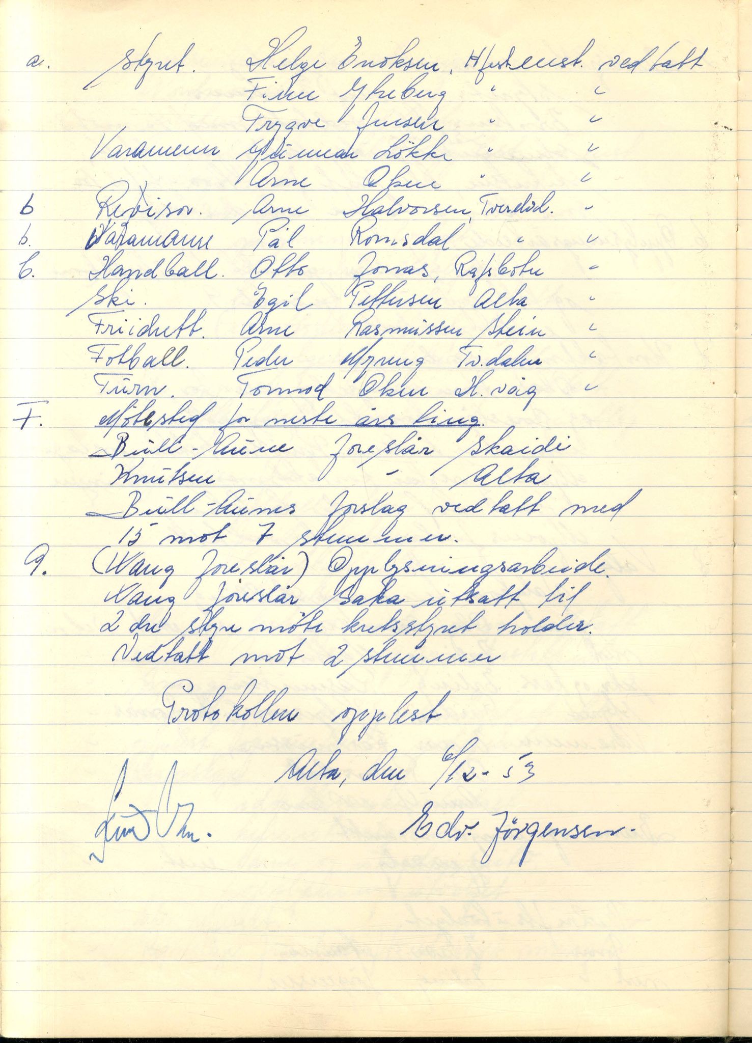 Vest-Finnmark Idrettskrets, FMFB/A-1042/A/Aa/L0002: Møteprotokoll for styre, kretsting og arbeidsutvalg, 1951-1961, p. 66