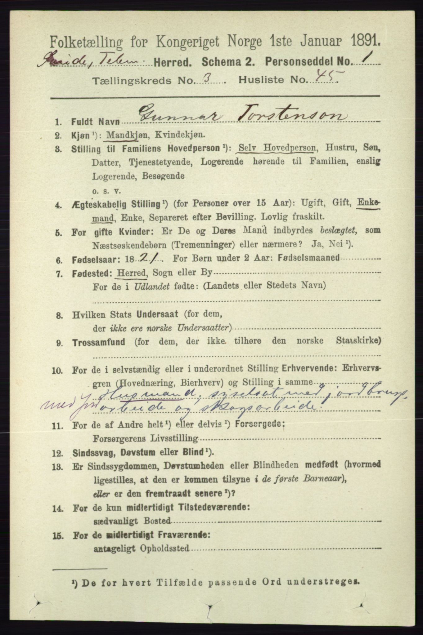 RA, 1891 census for 0822 Sauherad, 1891, p. 956