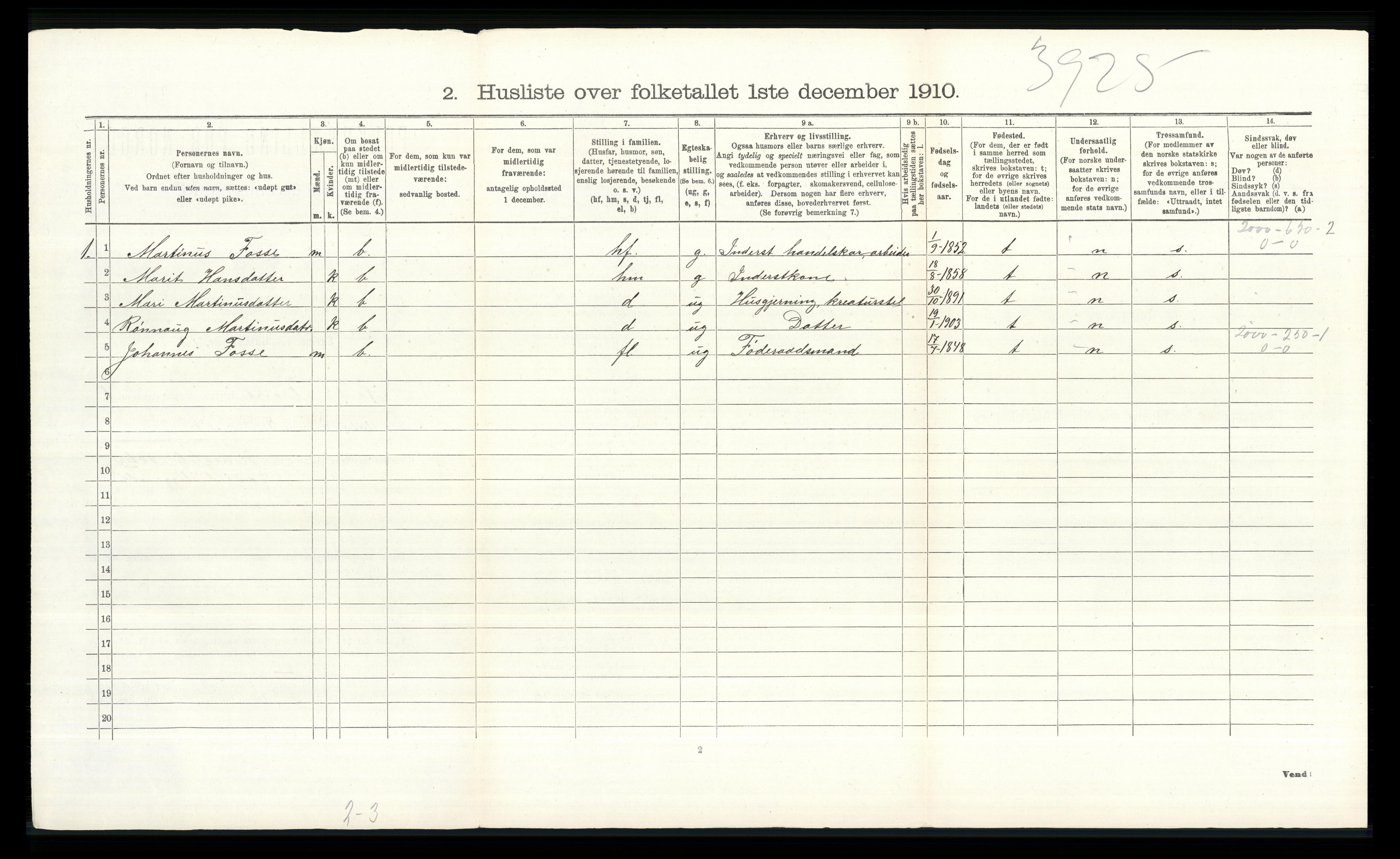 RA, 1910 census for Nord-Fron, 1910, p. 191