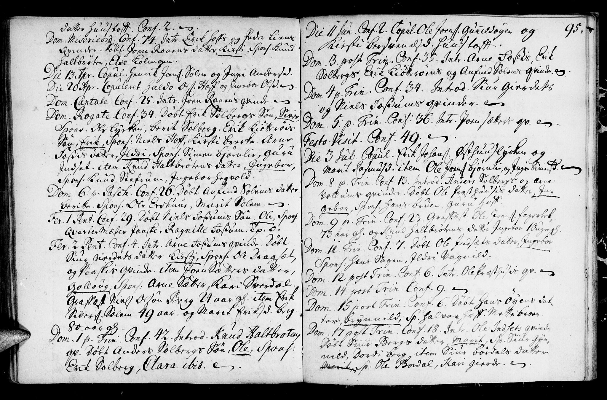 Ministerialprotokoller, klokkerbøker og fødselsregistre - Sør-Trøndelag, SAT/A-1456/689/L1036: Parish register (official) no. 689A01, 1696-1746, p. 95