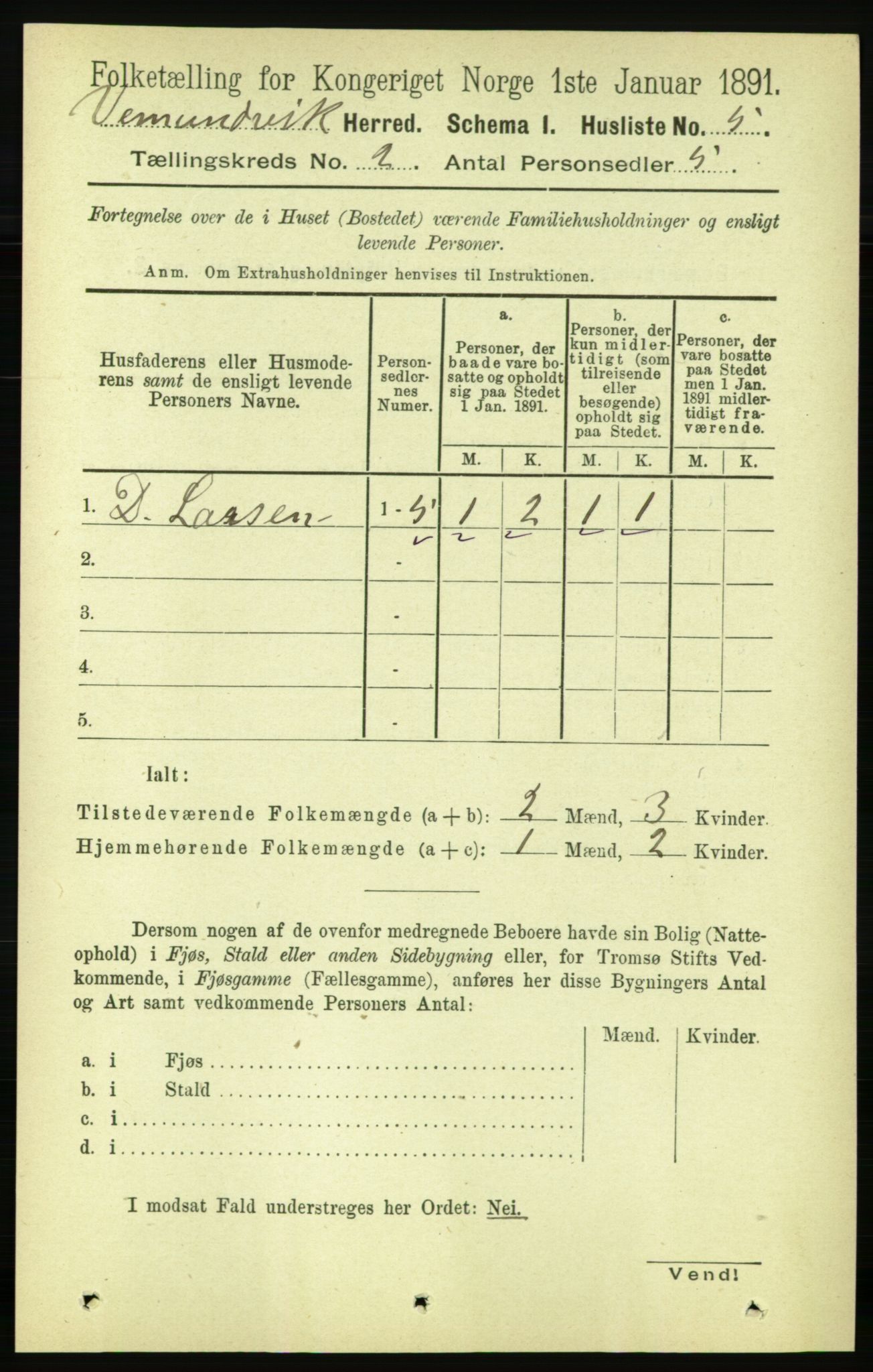 RA, 1891 census for 1745 Vemundvik, 1891, p. 509