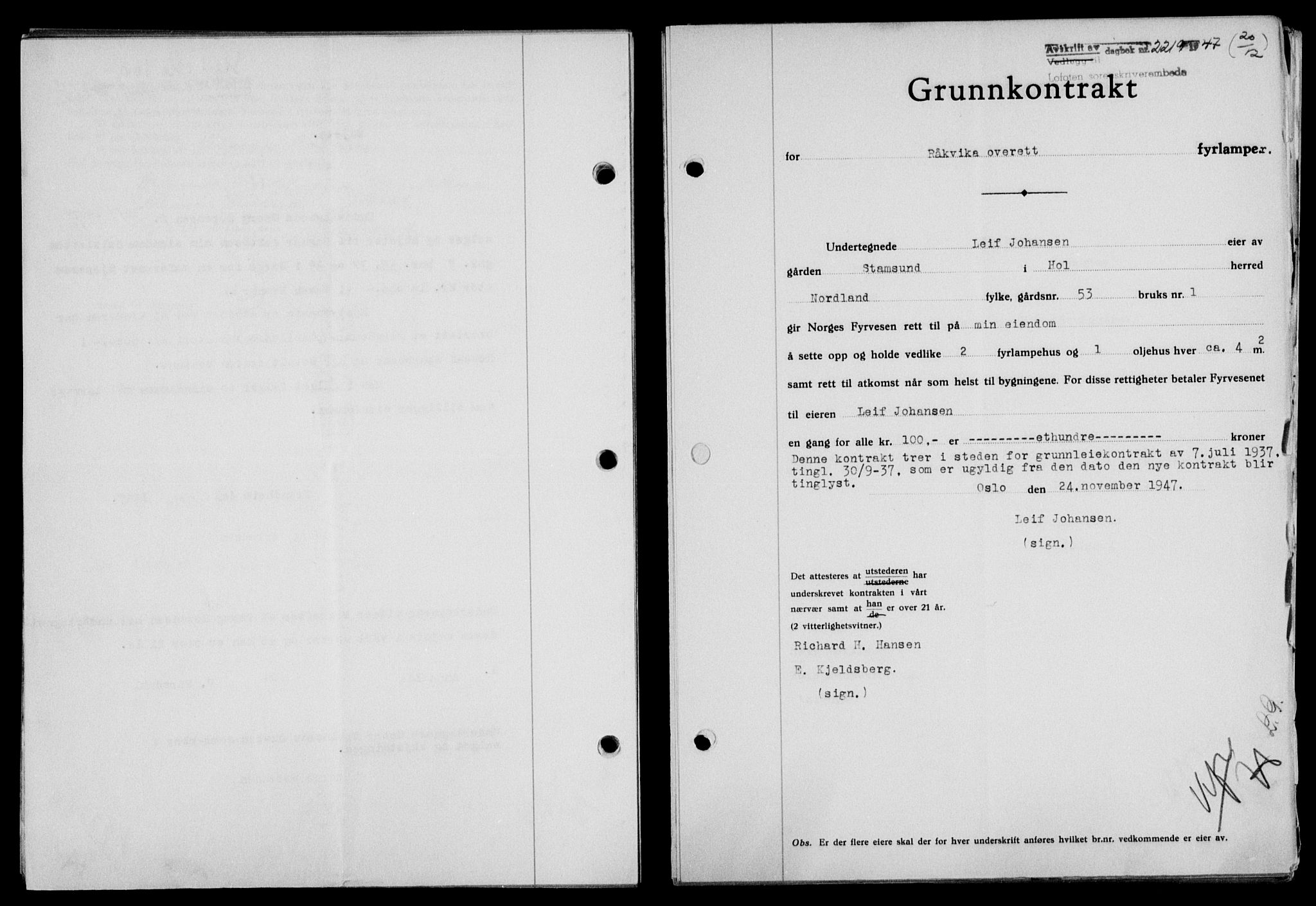Lofoten sorenskriveri, SAT/A-0017/1/2/2C/L0017a: Mortgage book no. 17a, 1947-1948, Diary no: : 2219/1947