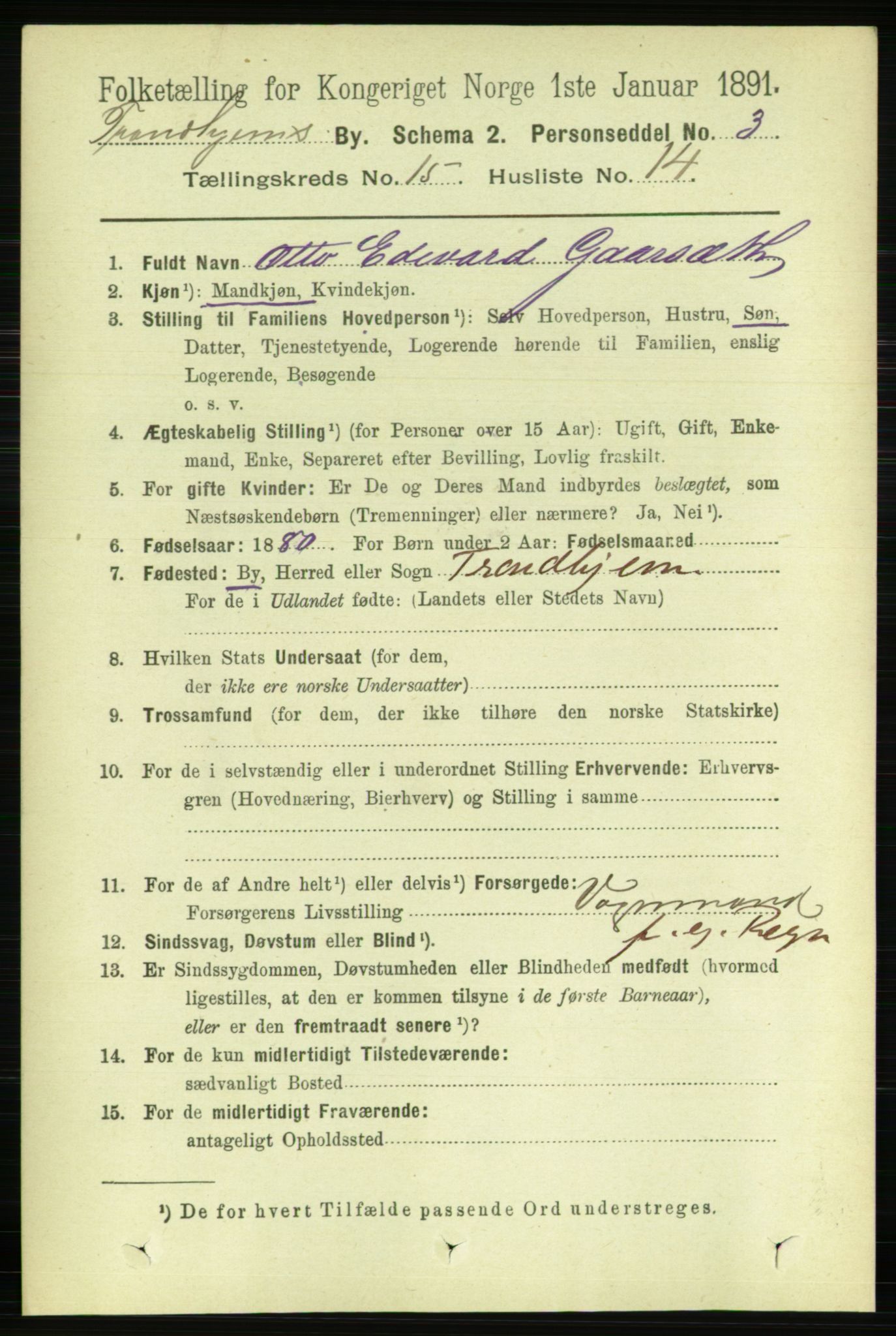 RA, 1891 census for 1601 Trondheim, 1891, p. 11735