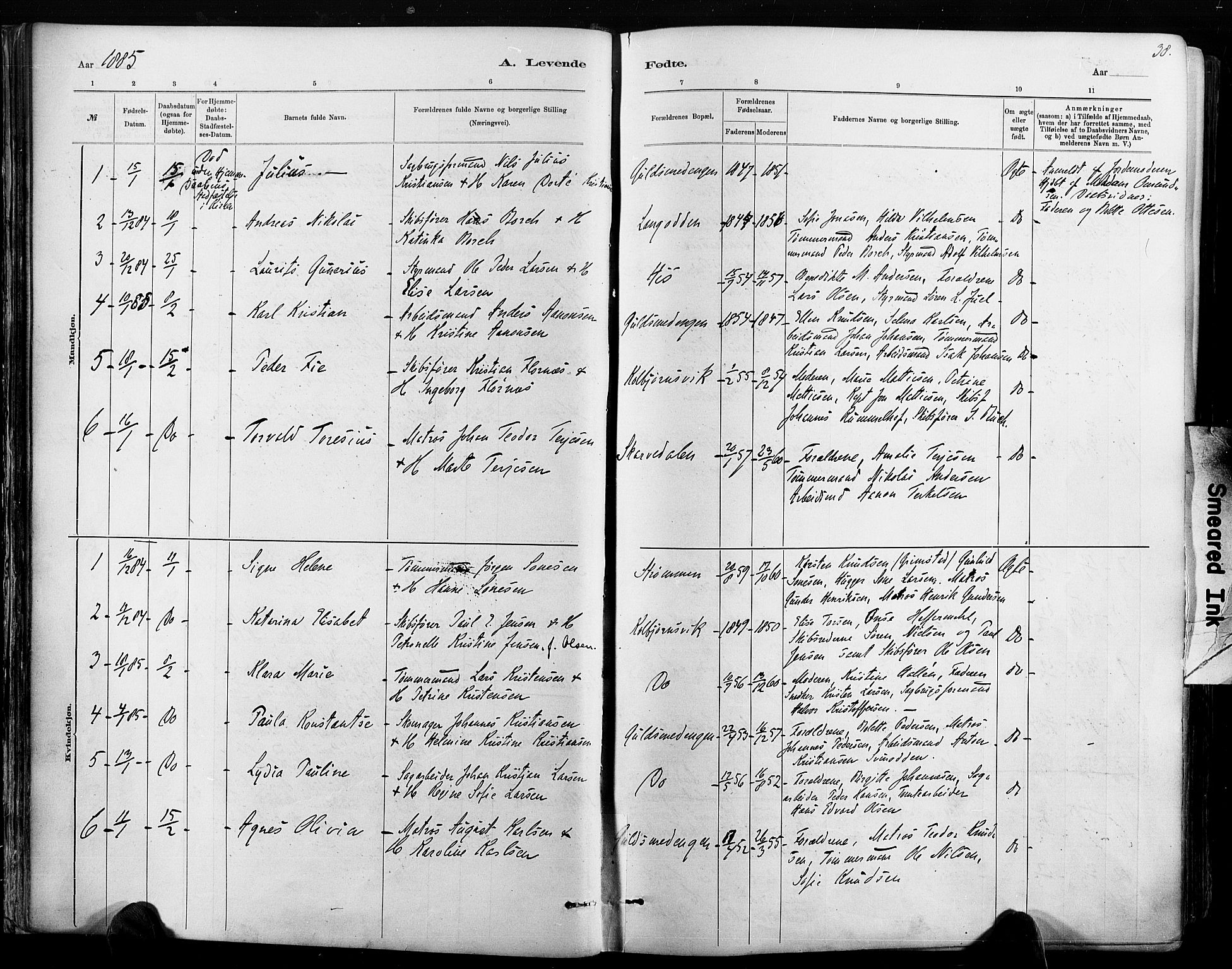 Hisøy sokneprestkontor, AV/SAK-1111-0020/F/Fa/L0003: Parish register (official) no. A 3, 1881-1894, p. 38