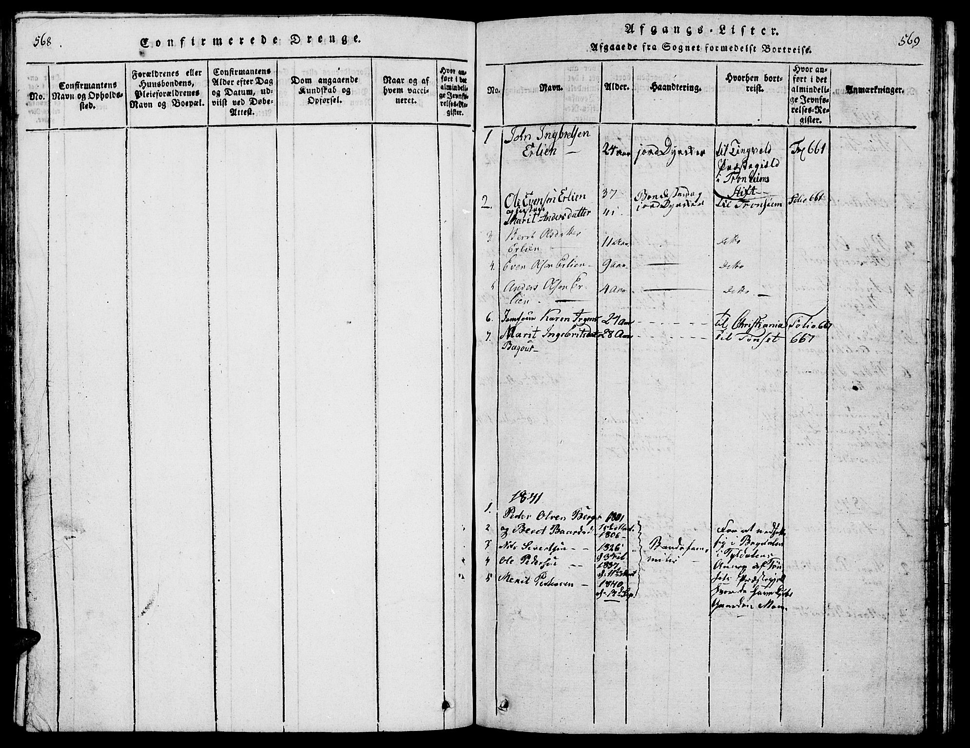 Tolga prestekontor, SAH/PREST-062/L/L0001: Parish register (copy) no. 1, 1814-1877, p. 568-569