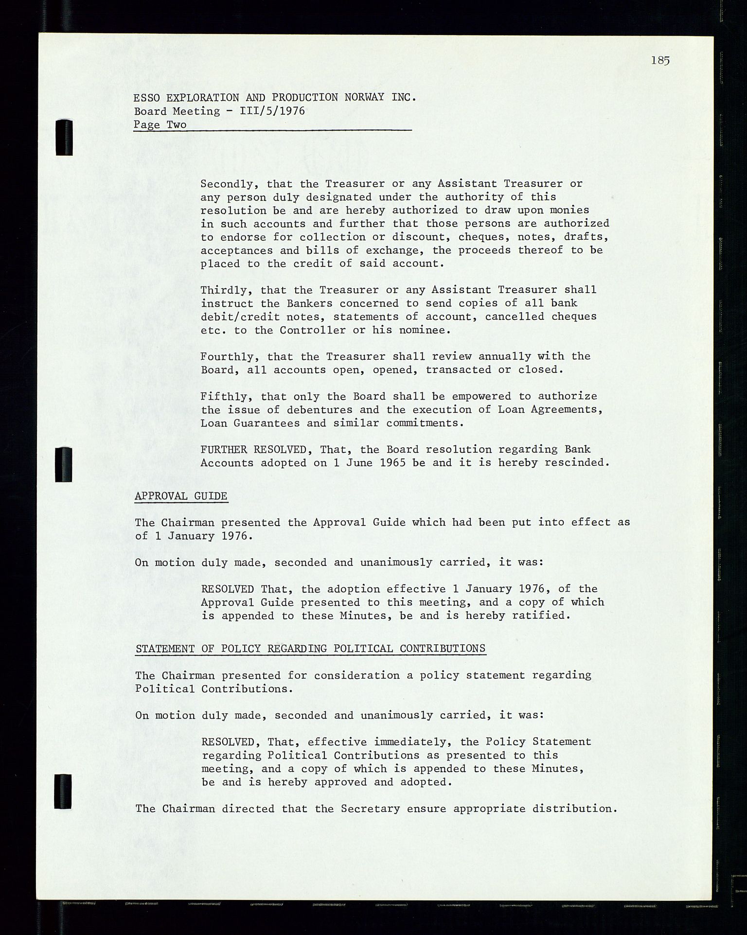 Pa 1512 - Esso Exploration and Production Norway Inc., SAST/A-101917/A/Aa/L0001/0002: Styredokumenter / Corporate records, Board meeting minutes, Agreements, Stocholder meetings, 1975-1979, p. 26