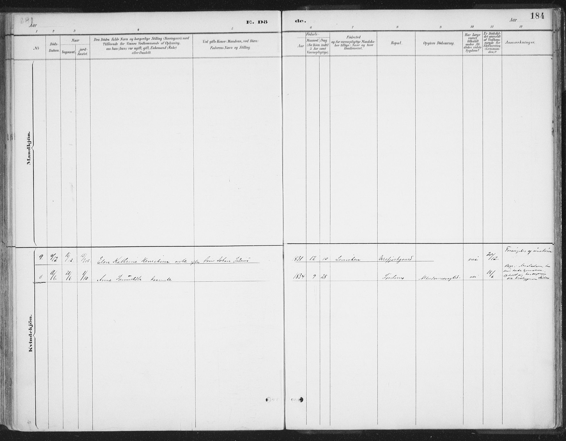 Balsfjord sokneprestembete, SATØ/S-1303/G/Ga/L0007kirke: Parish register (official) no. 7, 1887-1909, p. 184