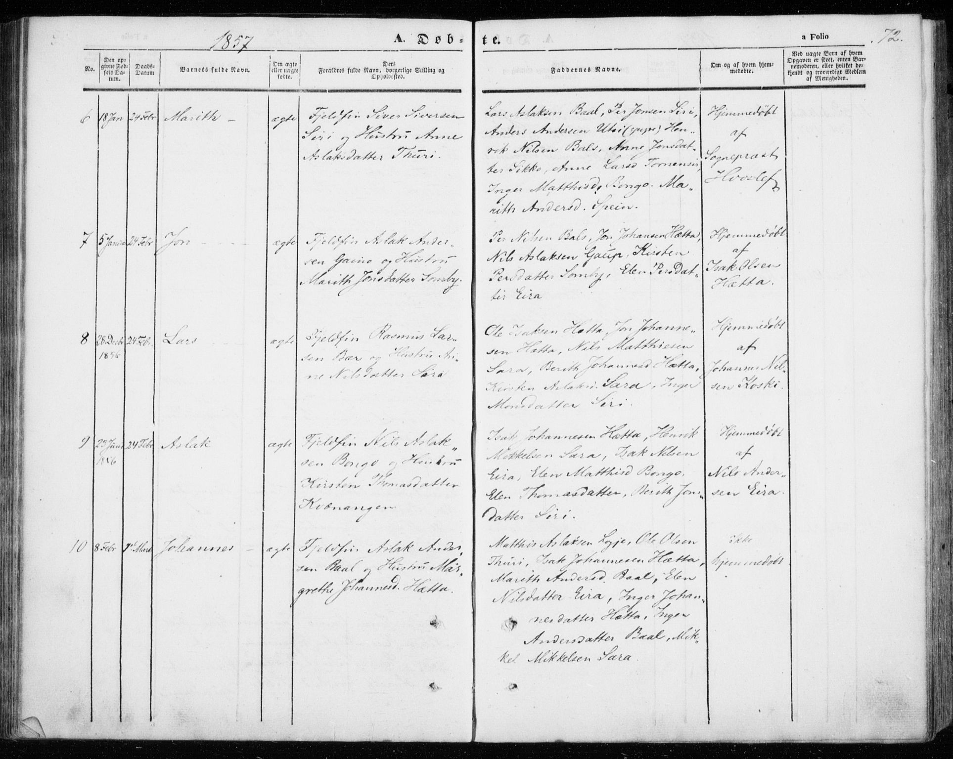 Kautokeino sokneprestembete, AV/SATØ-S-1340/H/Ha/L0002.kirke: Parish register (official) no. 2, 1843-1861, p. 72