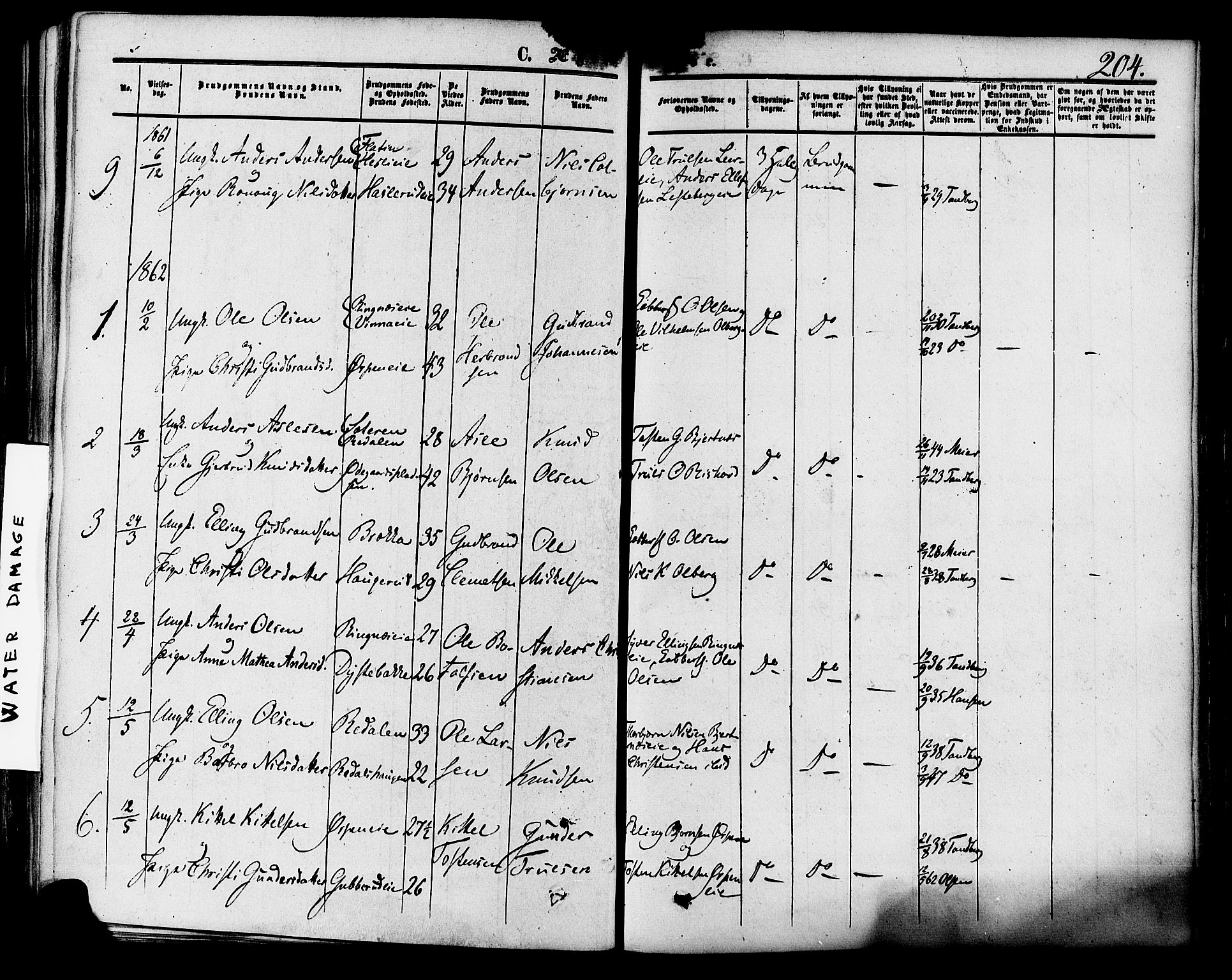 Krødsherad kirkebøker, SAKO/A-19/F/Fa/L0003: Parish register (official) no. 3, 1851-1872, p. 204