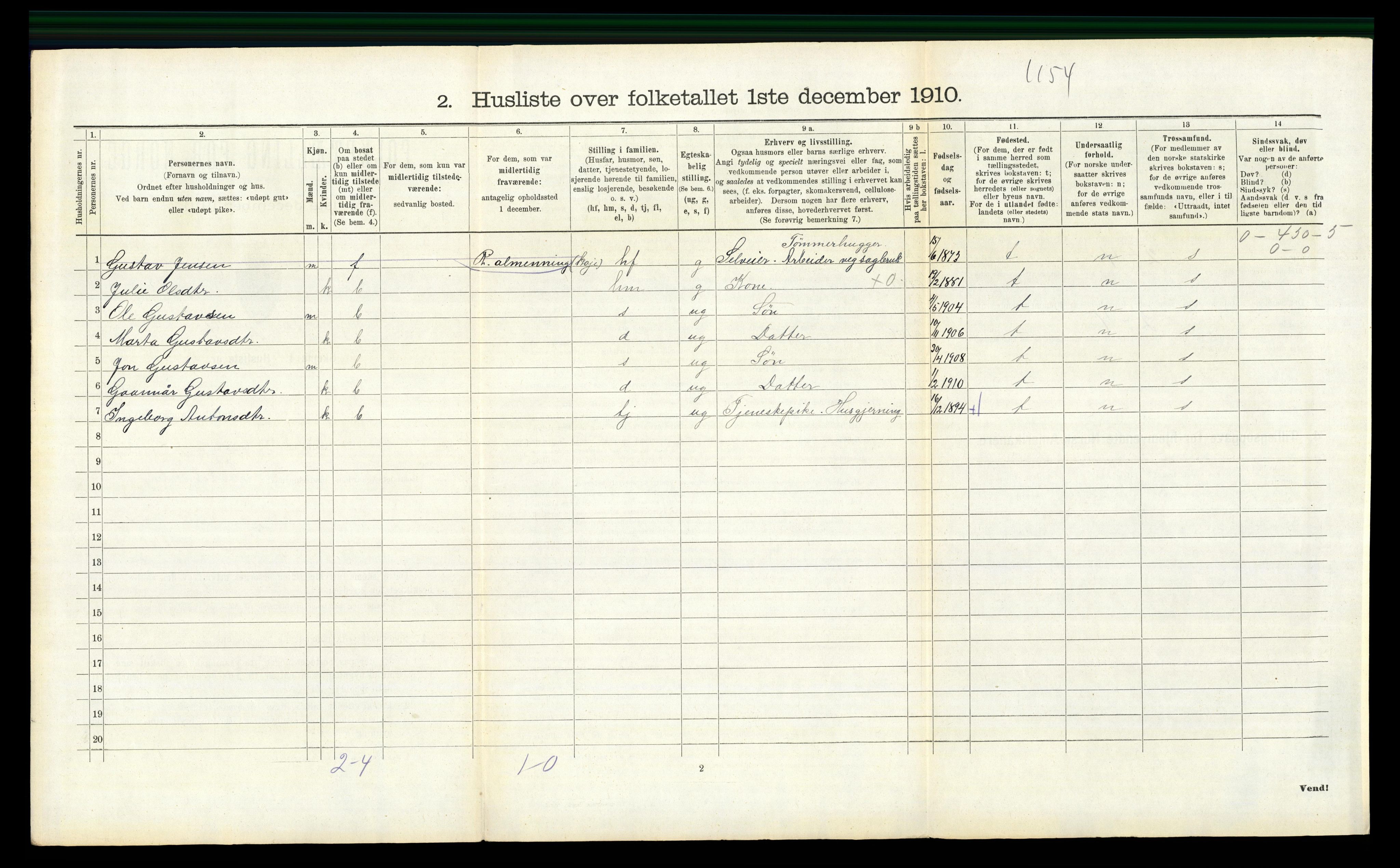 RA, 1910 census for Romedal, 1910, p. 1118