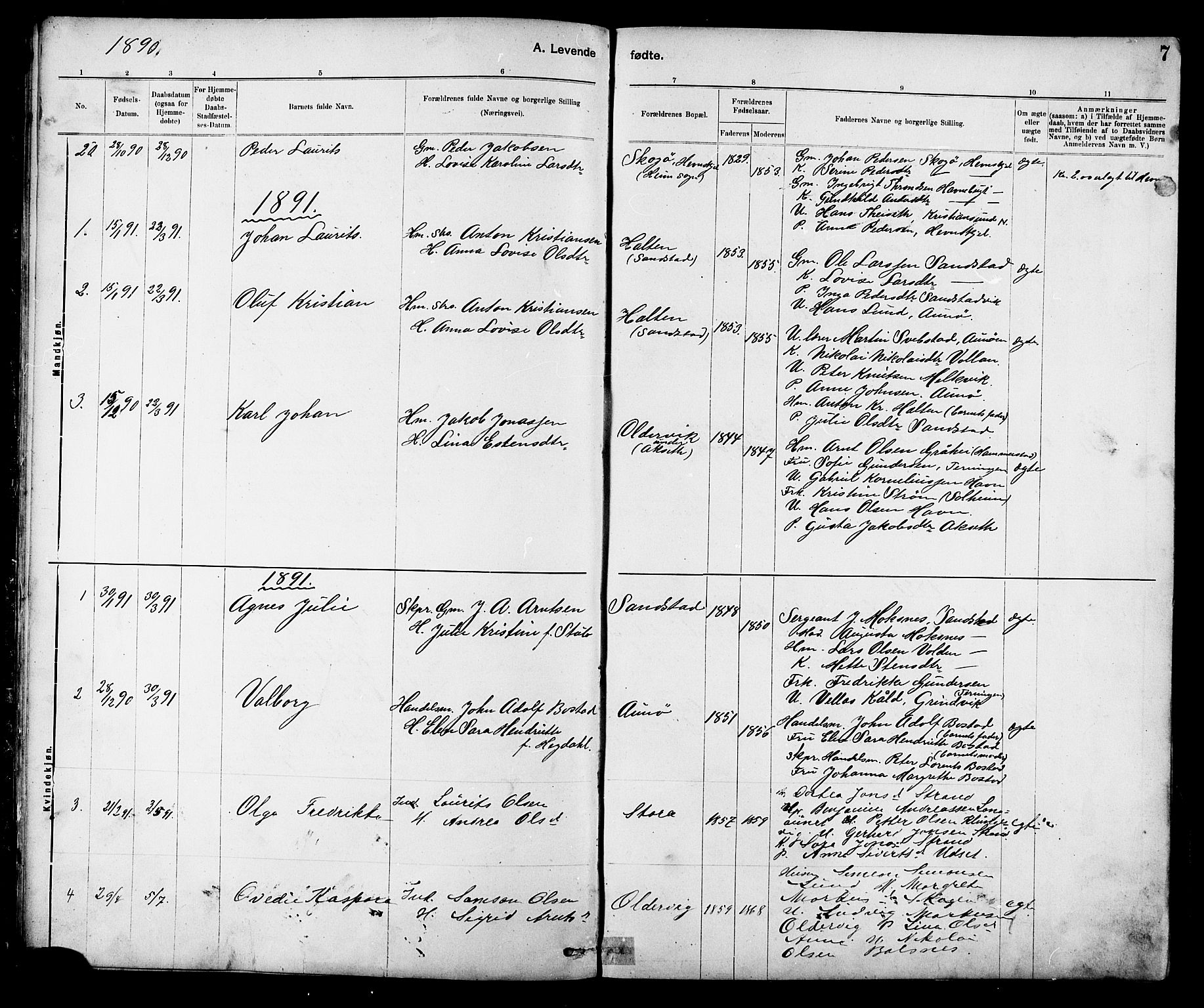 Ministerialprotokoller, klokkerbøker og fødselsregistre - Sør-Trøndelag, SAT/A-1456/639/L0573: Parish register (copy) no. 639C01, 1890-1905, p. 7