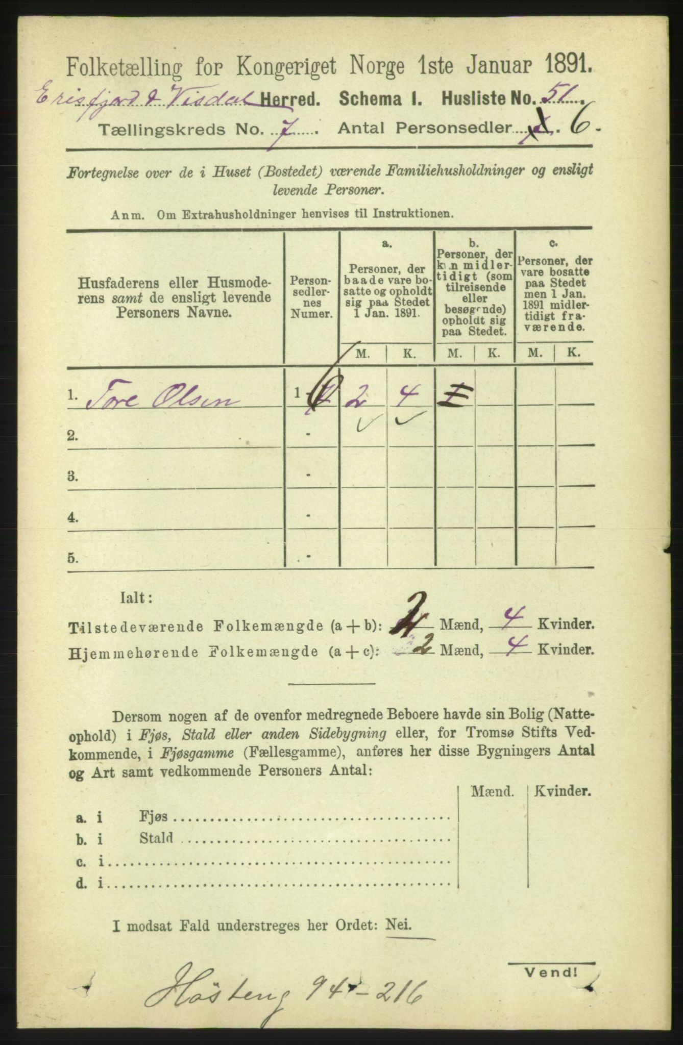 RA, 1891 census for 1542 Eresfjord og Vistdal, 1891, p. 1965