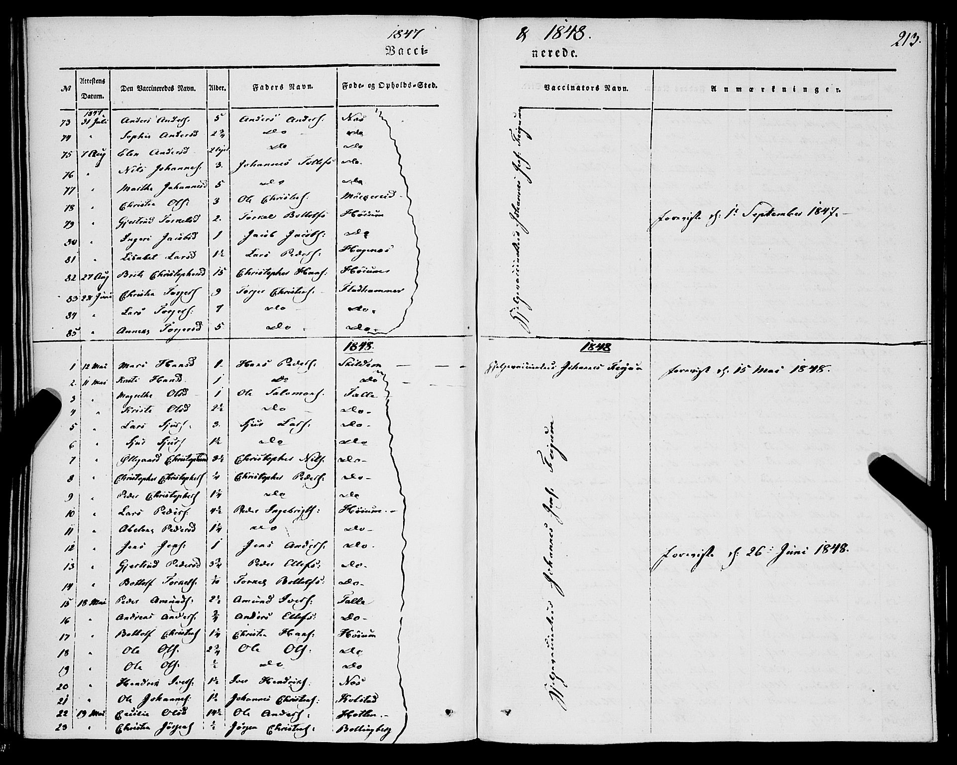 Luster sokneprestembete, SAB/A-81101/H/Haa/Haaa/L0006: Parish register (official) no. A 6, 1840-1848, p. 213