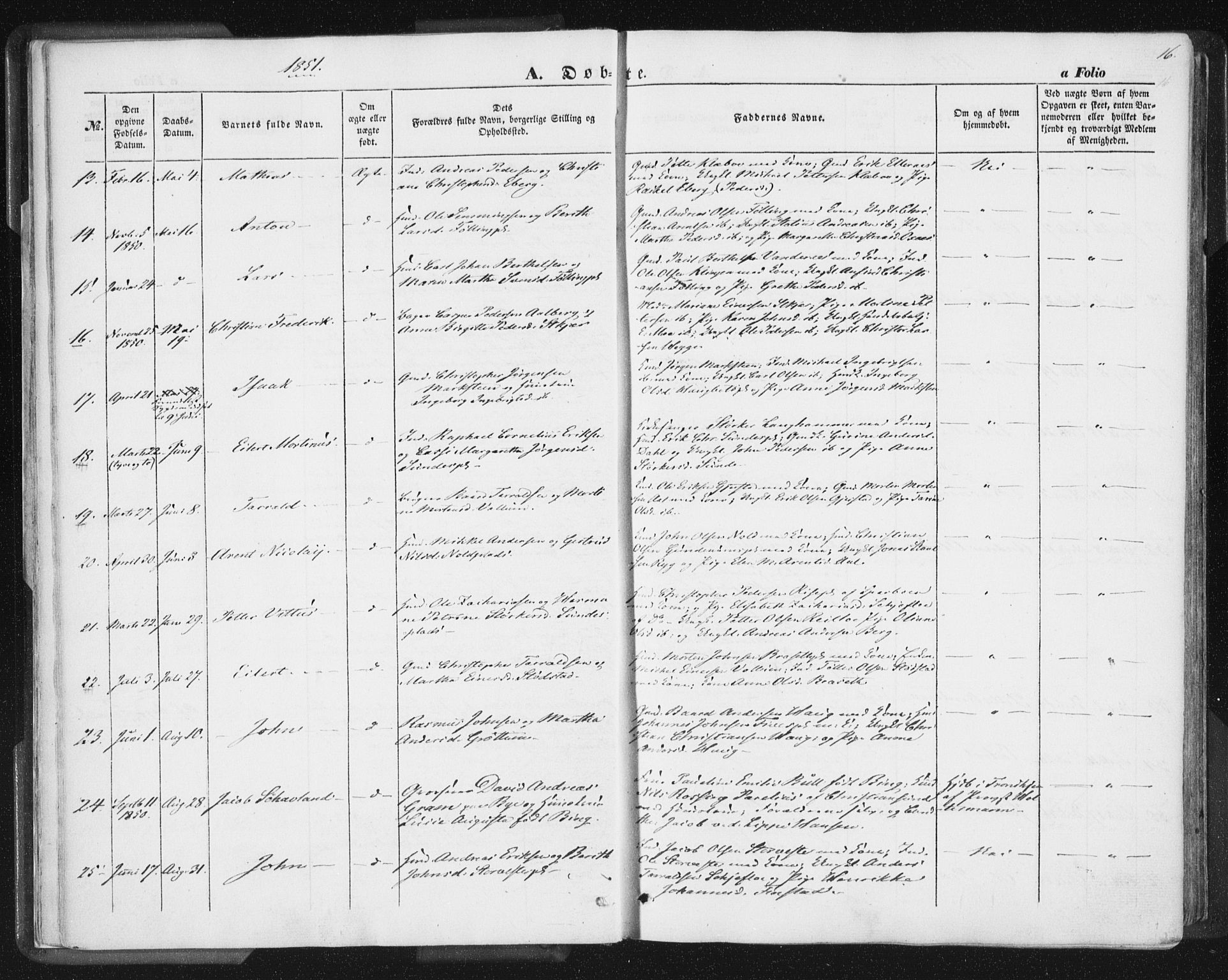 Ministerialprotokoller, klokkerbøker og fødselsregistre - Nord-Trøndelag, SAT/A-1458/746/L0446: Parish register (official) no. 746A05, 1846-1859, p. 16