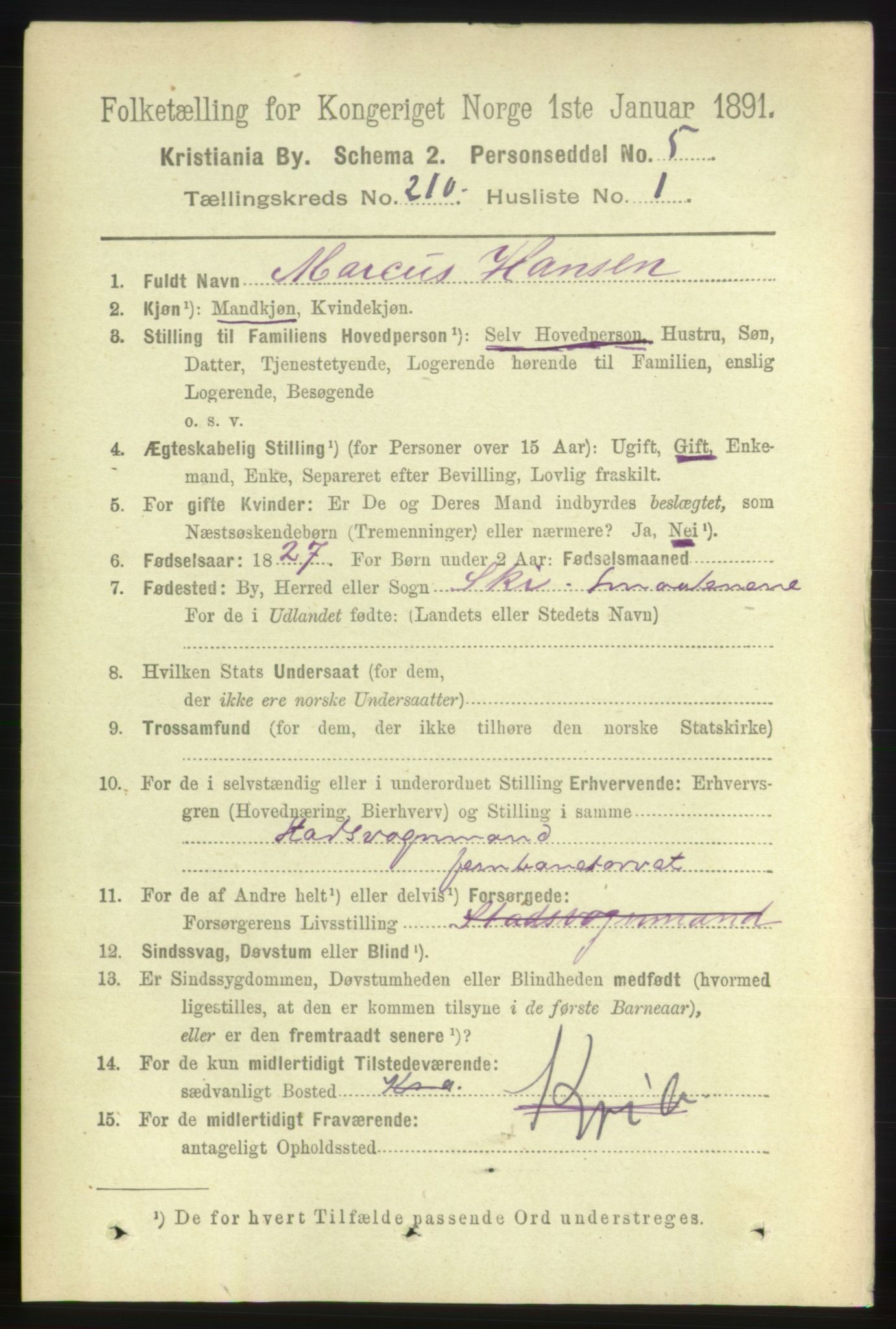 RA, 1891 census for 0301 Kristiania, 1891, p. 125360