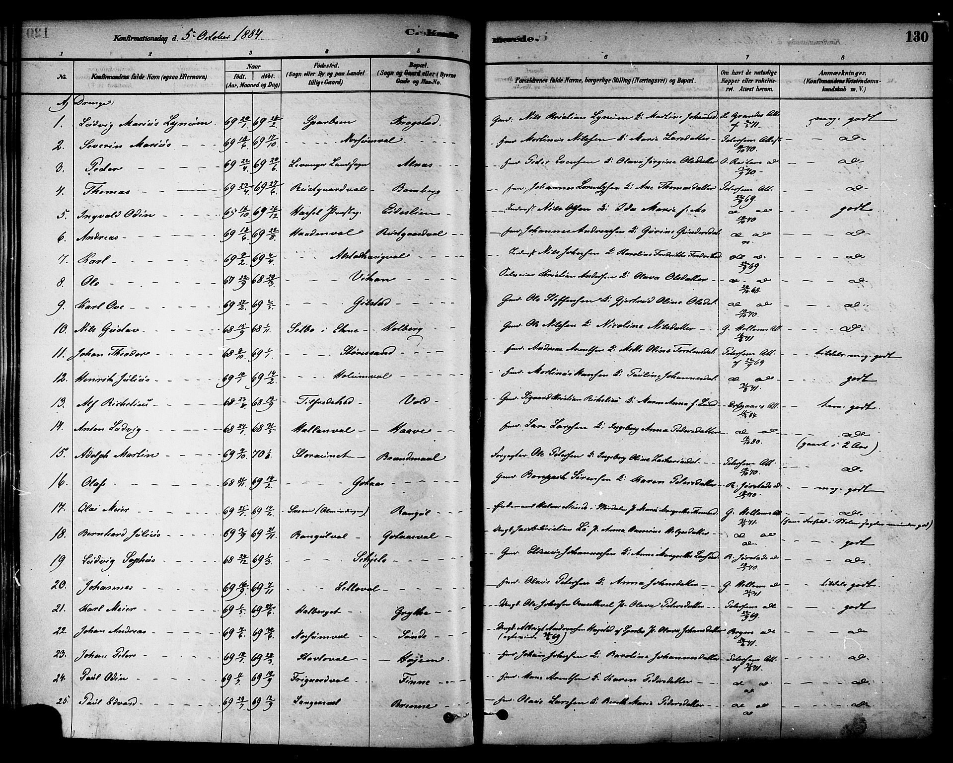 Ministerialprotokoller, klokkerbøker og fødselsregistre - Nord-Trøndelag, AV/SAT-A-1458/717/L0159: Parish register (official) no. 717A09, 1878-1898, p. 130