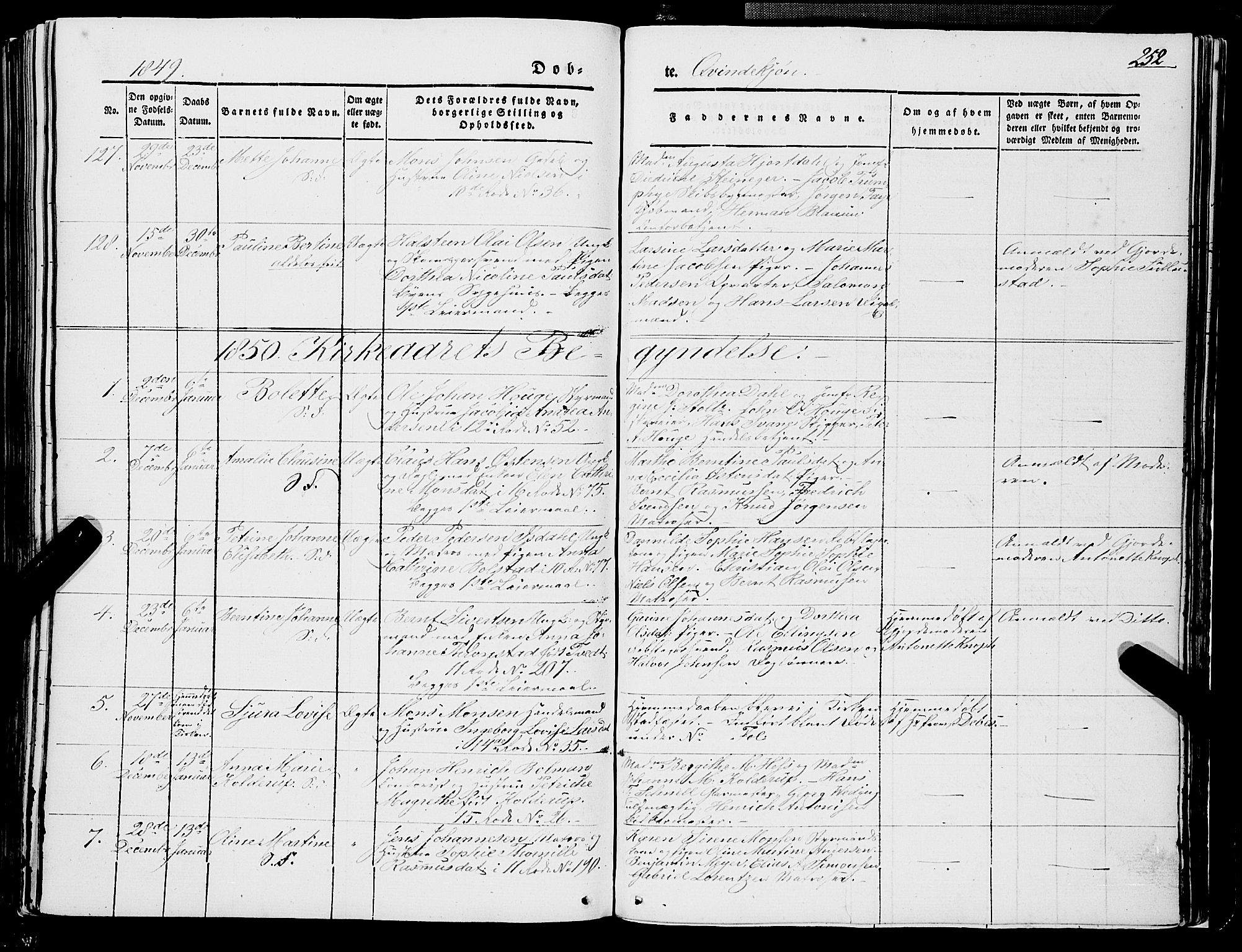 Domkirken sokneprestembete, SAB/A-74801/H/Haa/L0019: Parish register (official) no. B 2, 1841-1851, p. 252