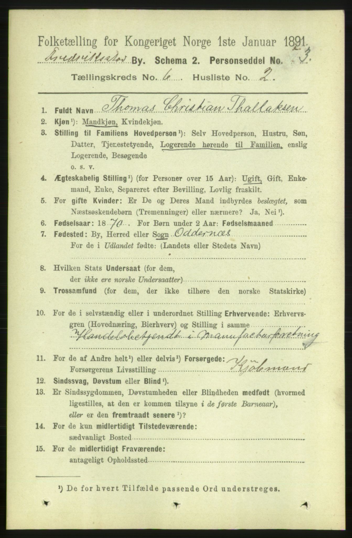 RA, 1891 census for 0103 Fredrikstad, 1891, p. 7668