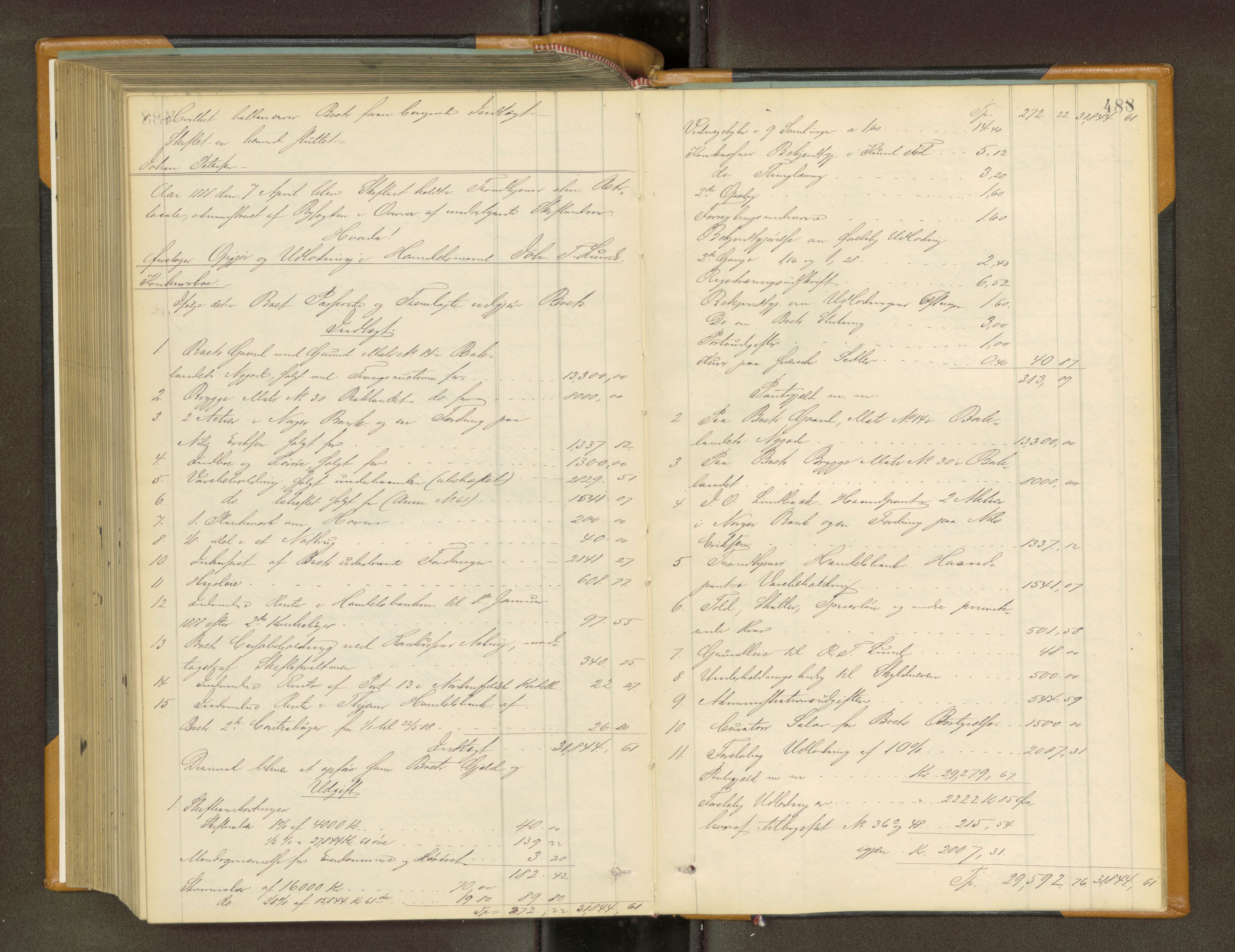 Trondheim byfogd, AV/SAT-A-0003/1/3/3A/L0034: Skifteutlodningsprotokoll - 2/8-26/12. (m/ register) U, 1884-1888, p. 488