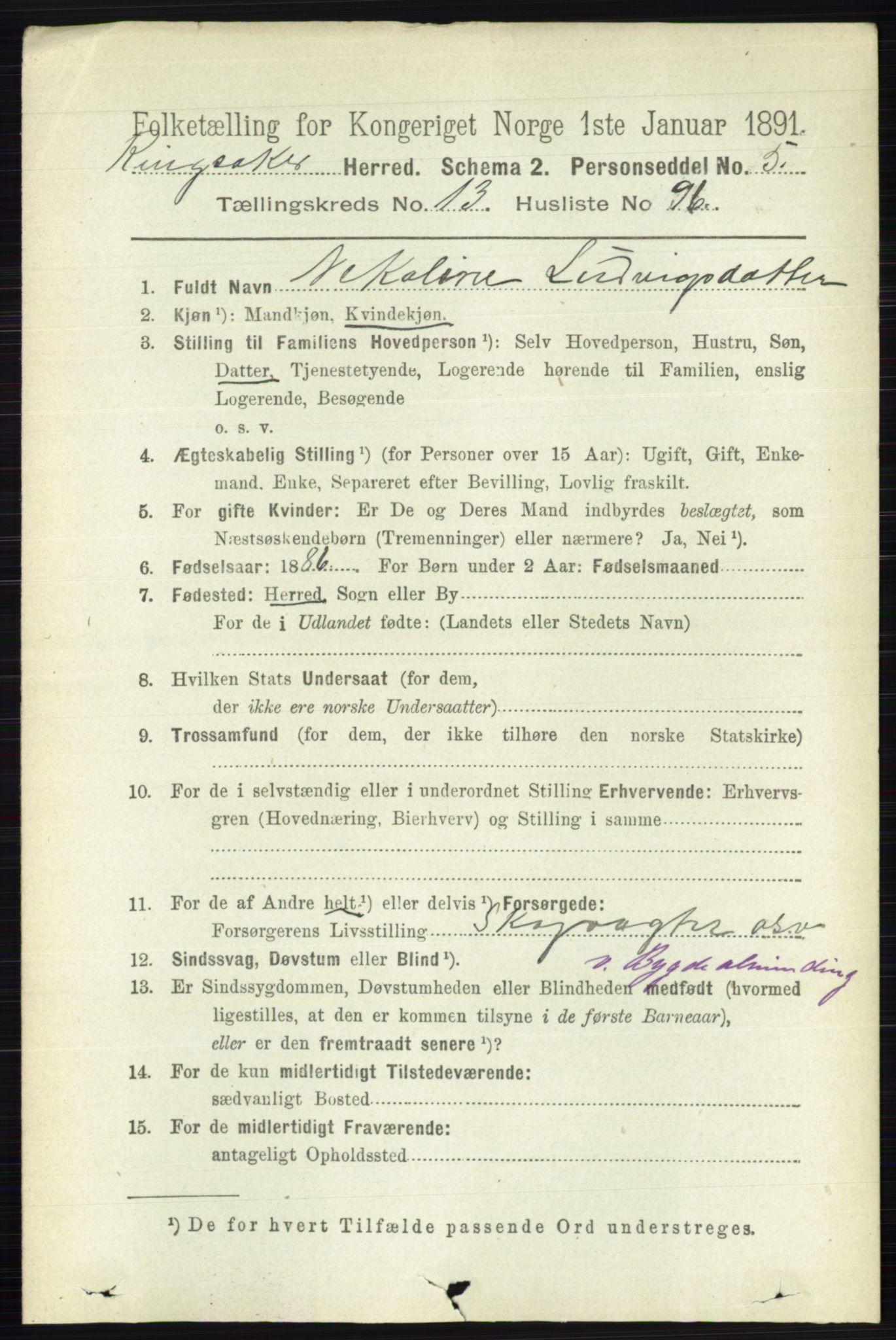 RA, 1891 census for 0412 Ringsaker, 1891, p. 7739