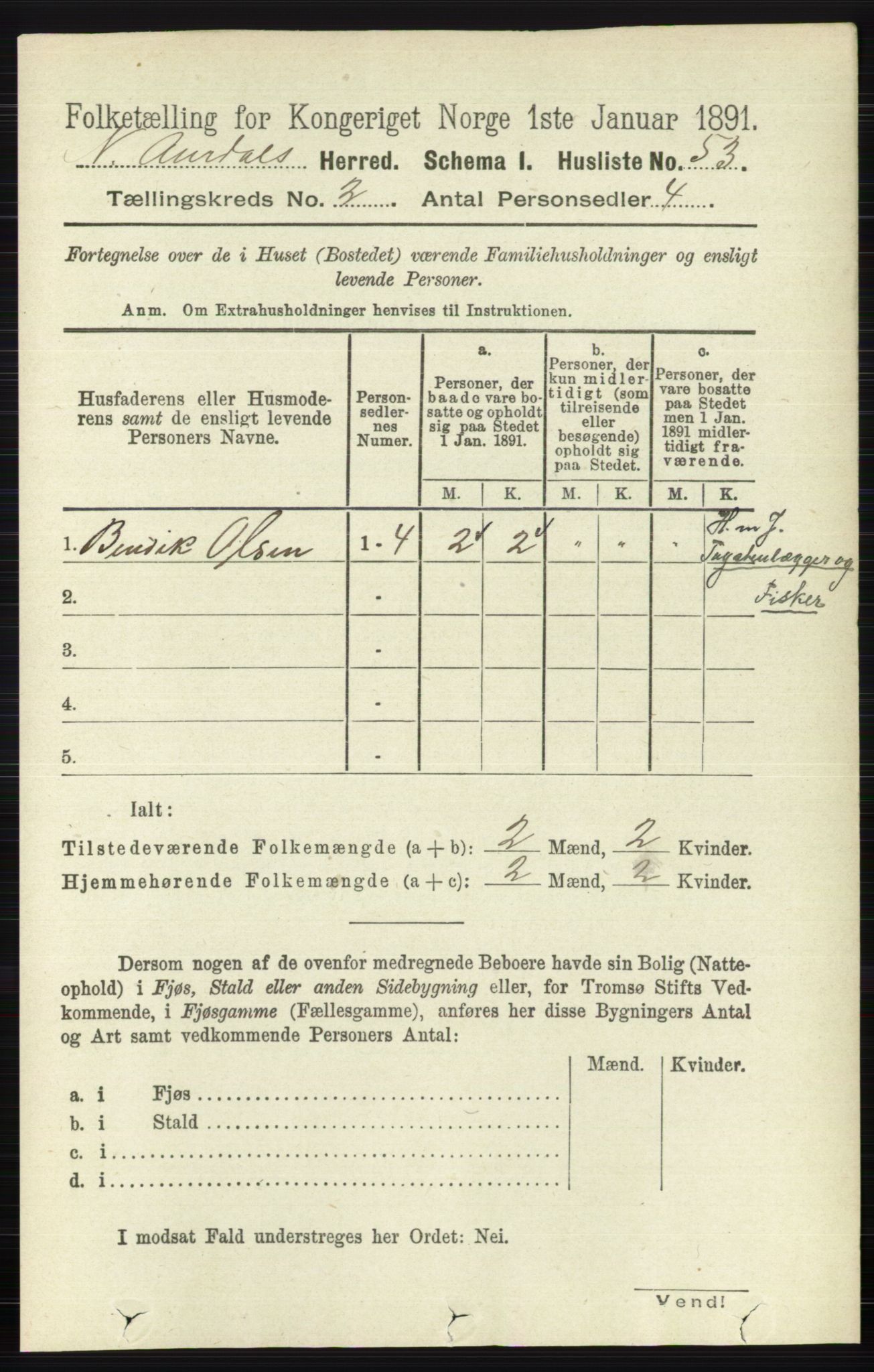 RA, 1891 census for 0542 Nord-Aurdal, 1891, p. 584