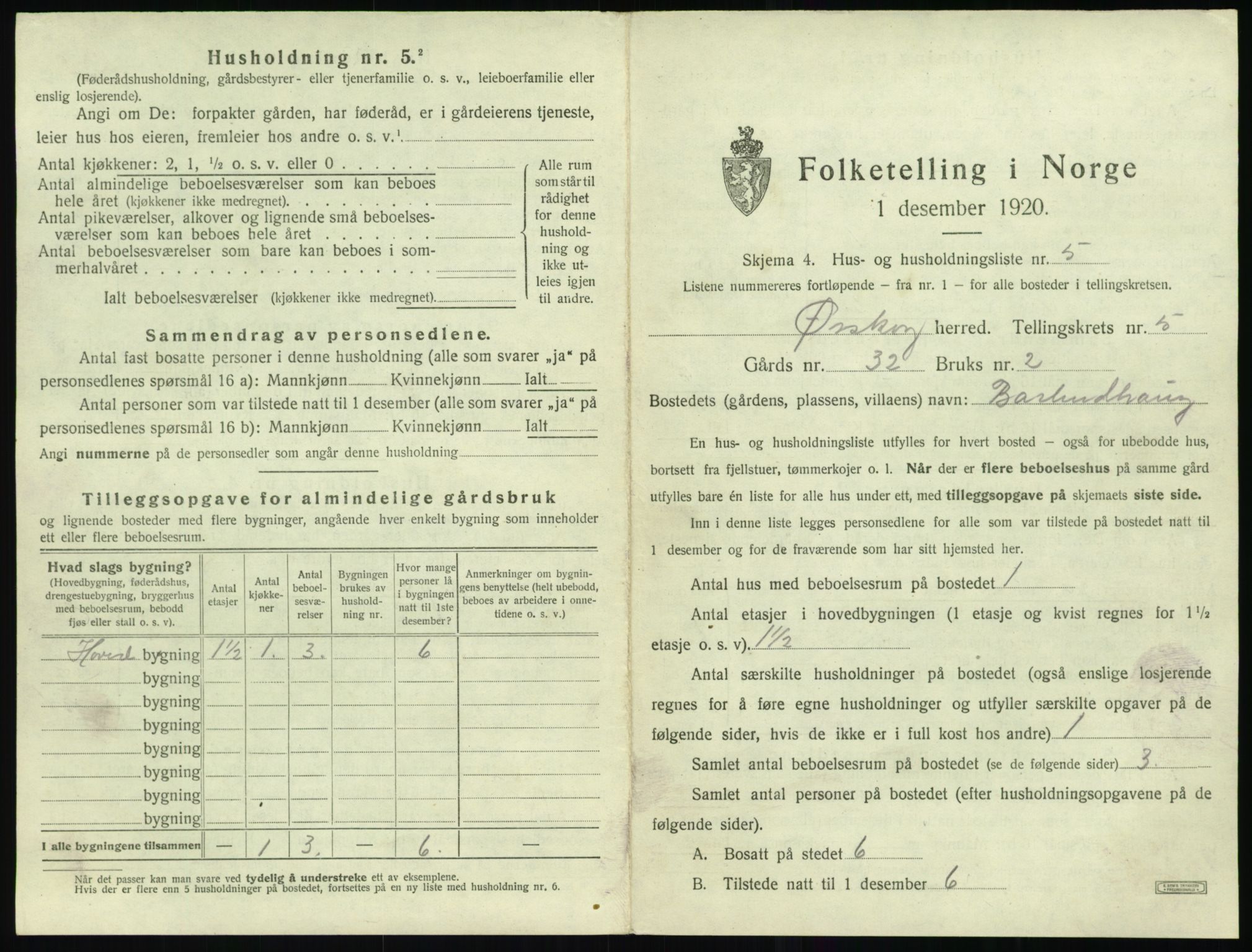 SAT, 1920 census for Ørskog, 1920, p. 442