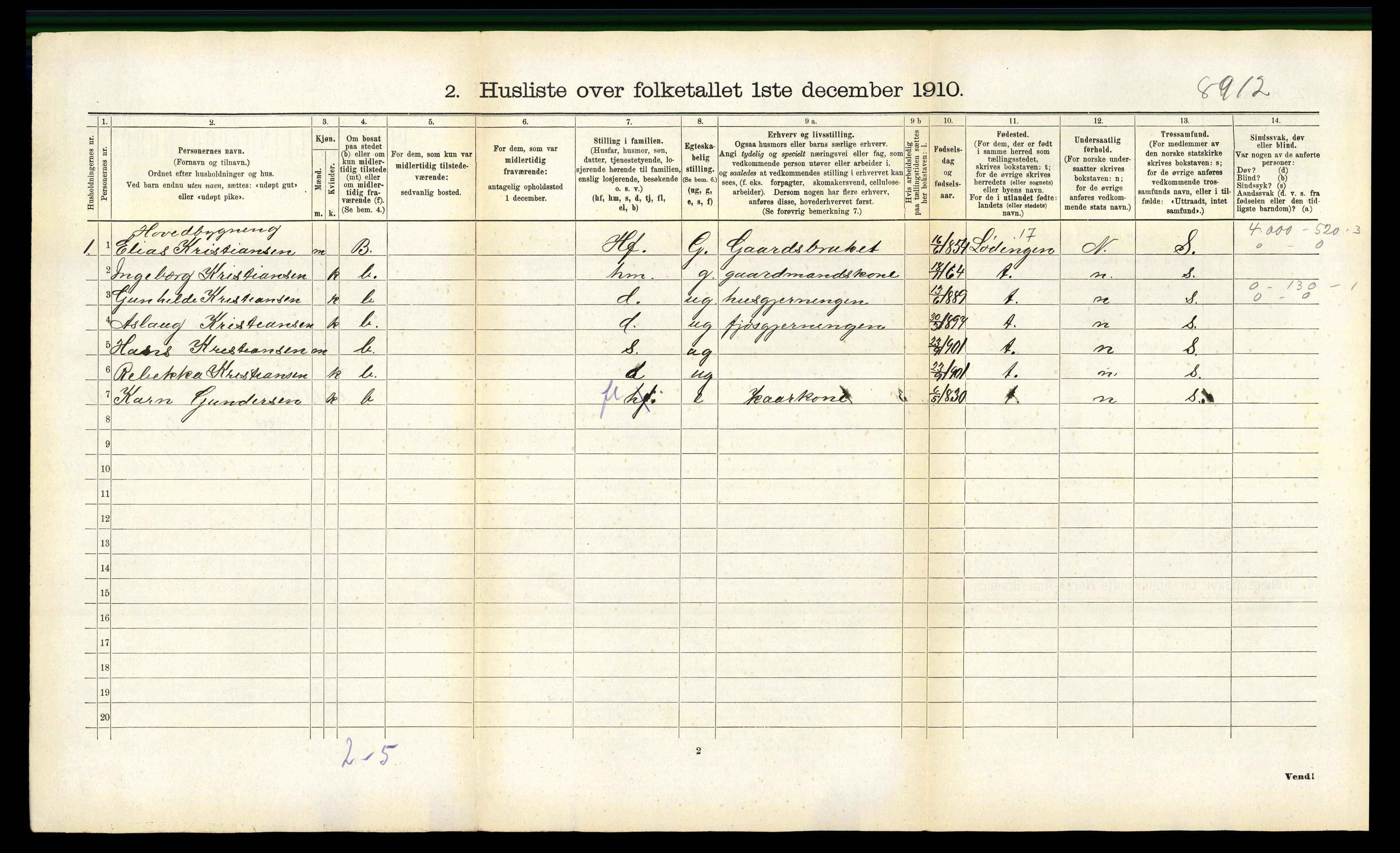 RA, 1910 census for Tjeldsund, 1910, p. 297