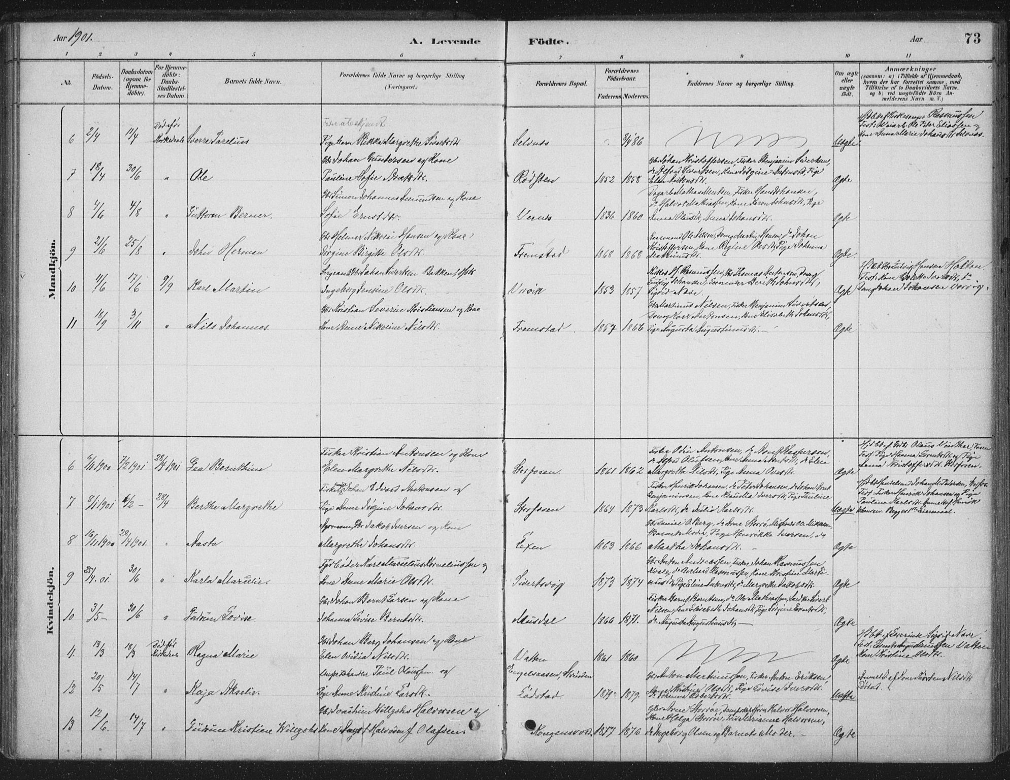 Ministerialprotokoller, klokkerbøker og fødselsregistre - Sør-Trøndelag, SAT/A-1456/662/L0755: Parish register (official) no. 662A01, 1879-1905, p. 73