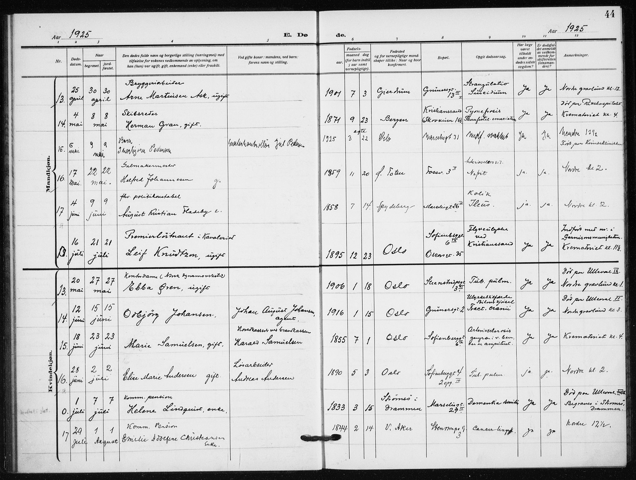 Hauge prestekontor Kirkebøker, AV/SAO-A-10849/F/Fa/L0005: Parish register (official) no. 5, 1917-1938, p. 44