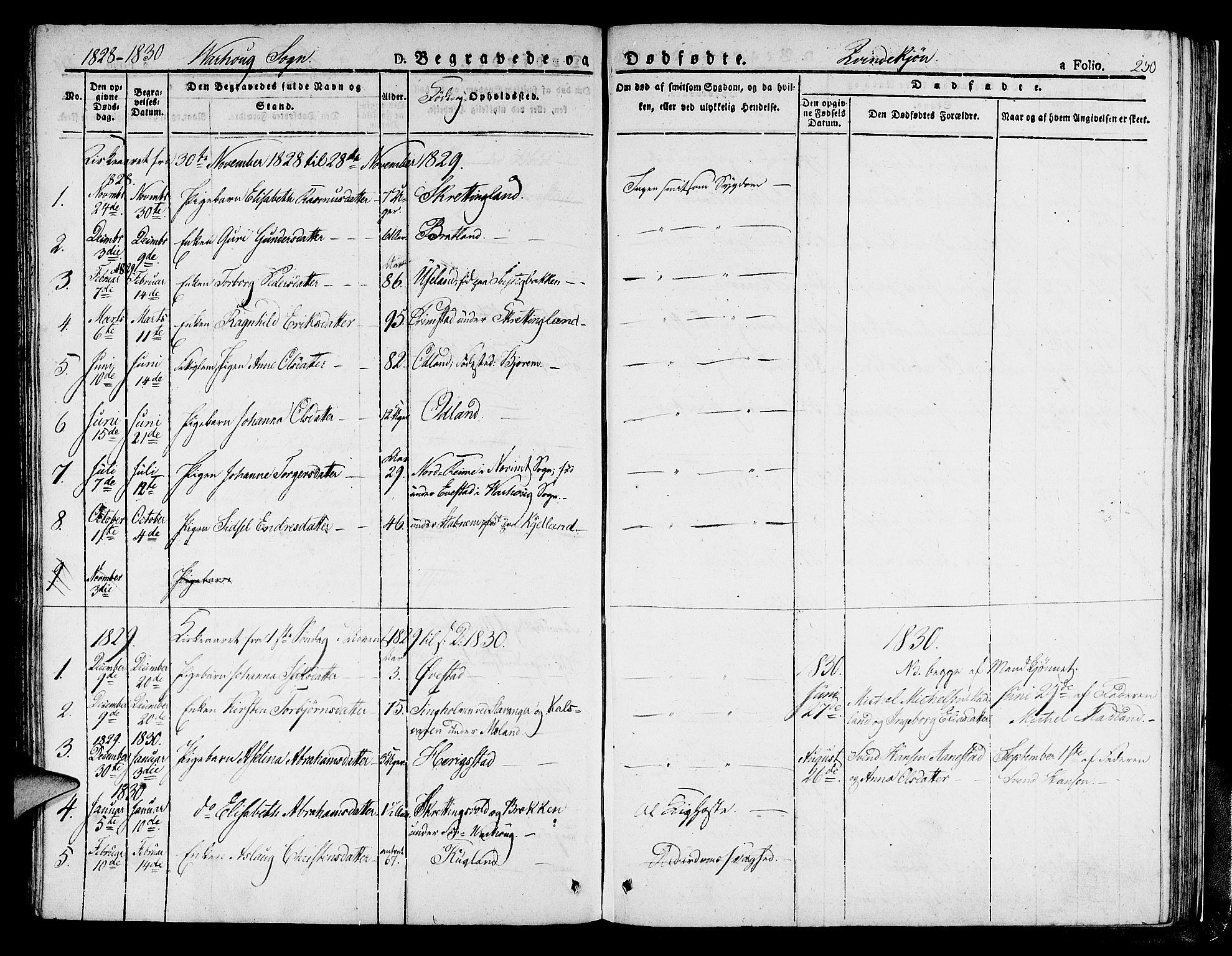 Hå sokneprestkontor, AV/SAST-A-101801/001/30BA/L0004: Parish register (official) no. A 4.1 /2, 1826-1841, p. 250