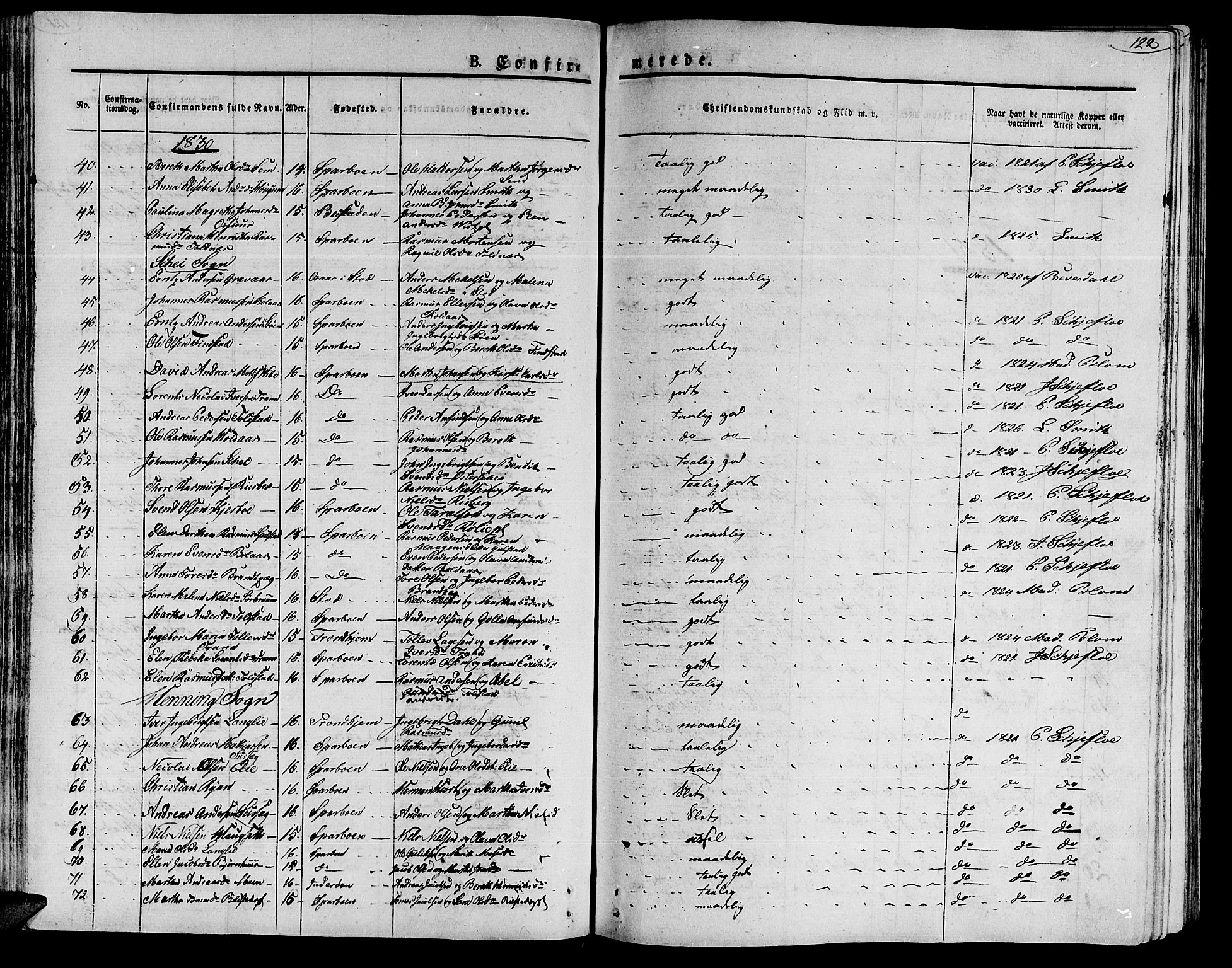 Ministerialprotokoller, klokkerbøker og fødselsregistre - Nord-Trøndelag, SAT/A-1458/735/L0336: Parish register (official) no. 735A05 /1, 1825-1835, p. 122