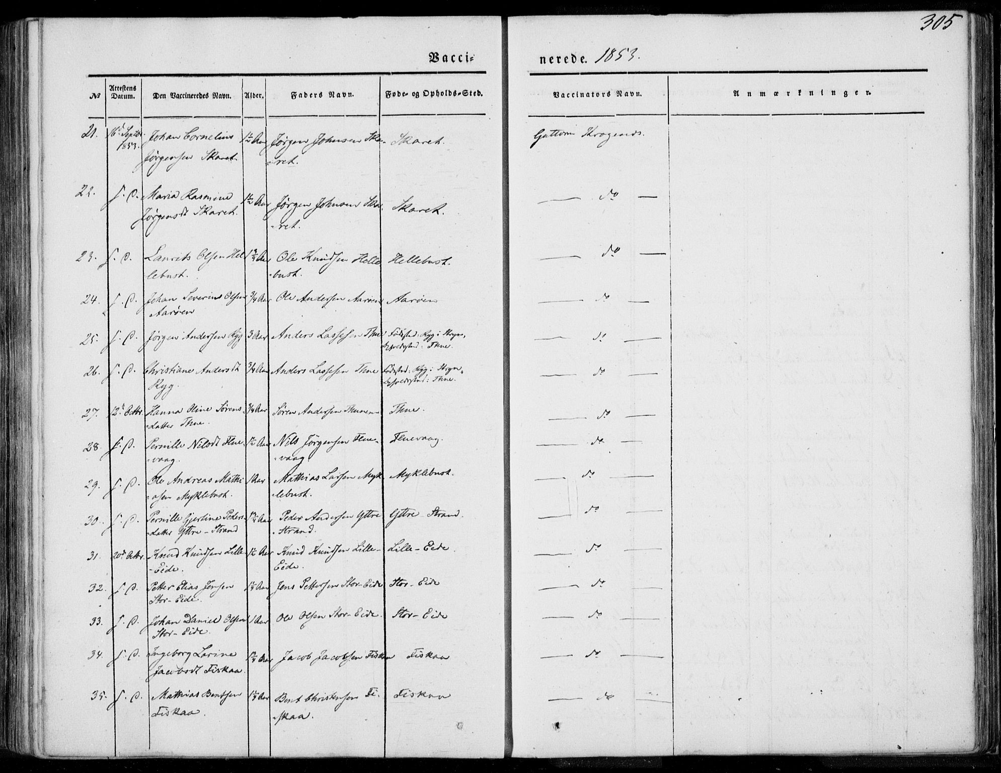 Ministerialprotokoller, klokkerbøker og fødselsregistre - Møre og Romsdal, AV/SAT-A-1454/501/L0006: Parish register (official) no. 501A06, 1844-1868, p. 305