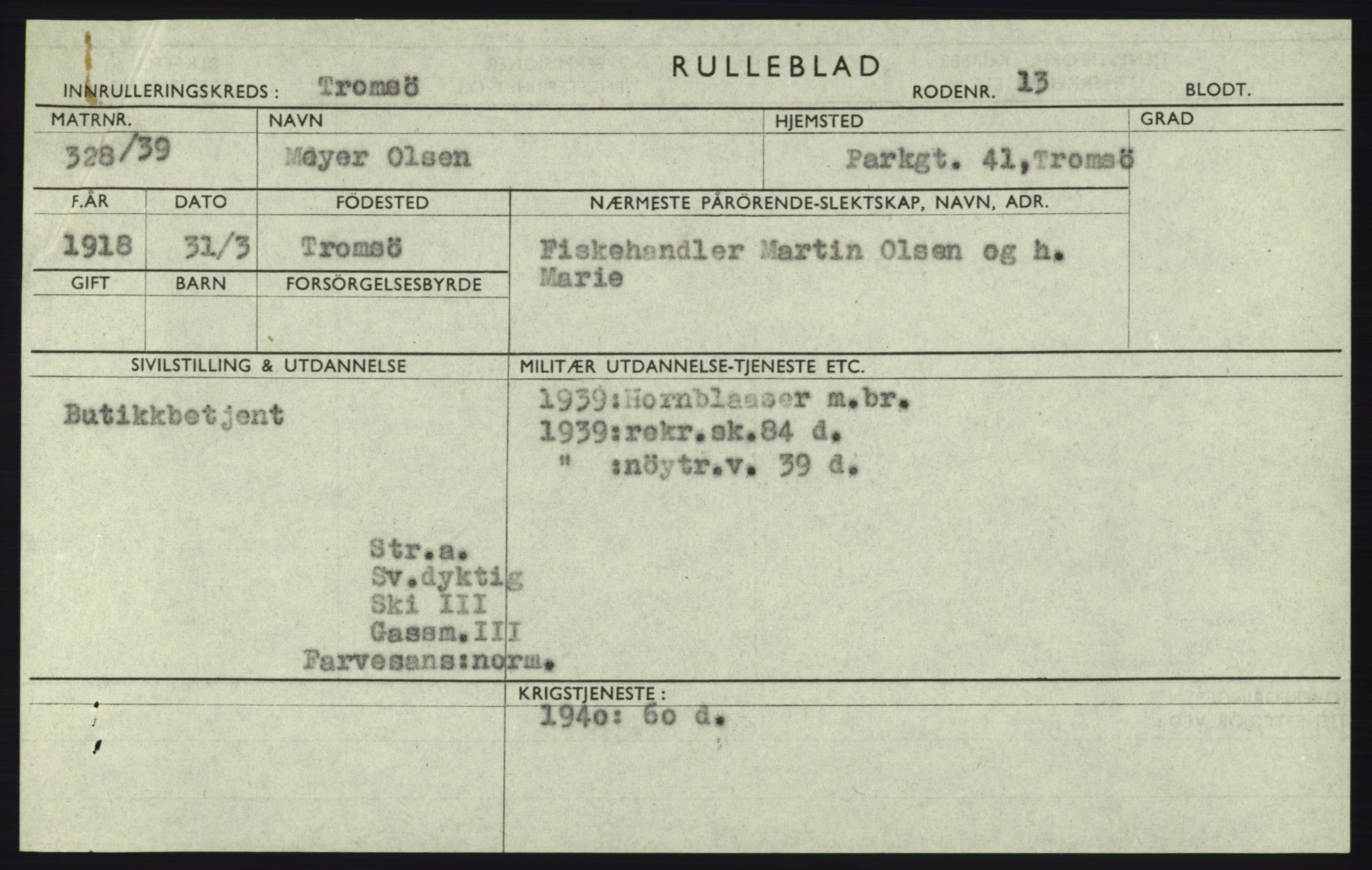 Forsvaret, Troms infanteriregiment nr. 16, AV/RA-RAFA-3146/P/Pa/L0023: Rulleblad for regimentets menige mannskaper, årsklasse 1939, 1939, p. 1005