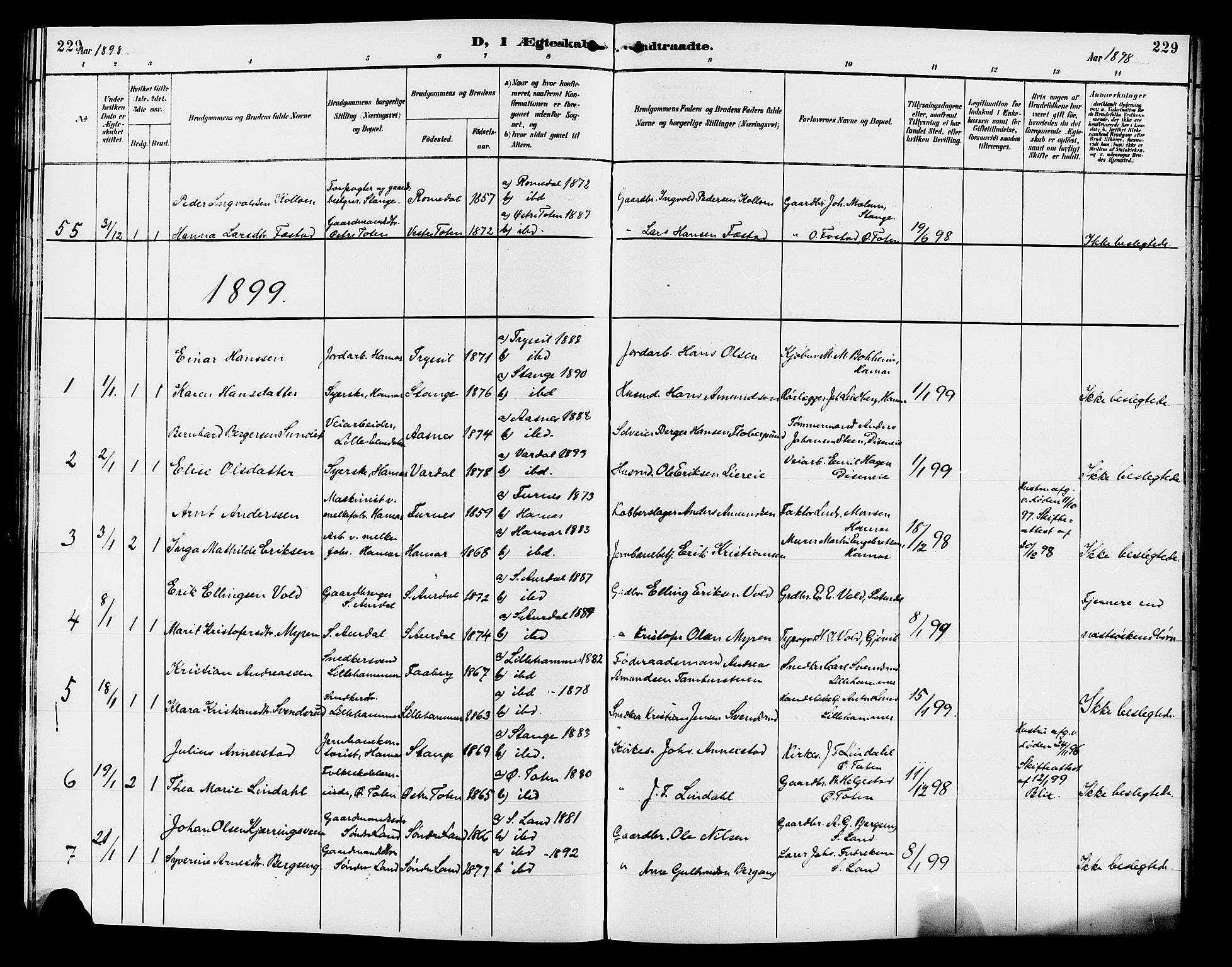 Vang prestekontor, Hedmark, SAH/PREST-008/H/Ha/Hab/L0013: Parish register (copy) no. 13, 1890-1899, p. 229