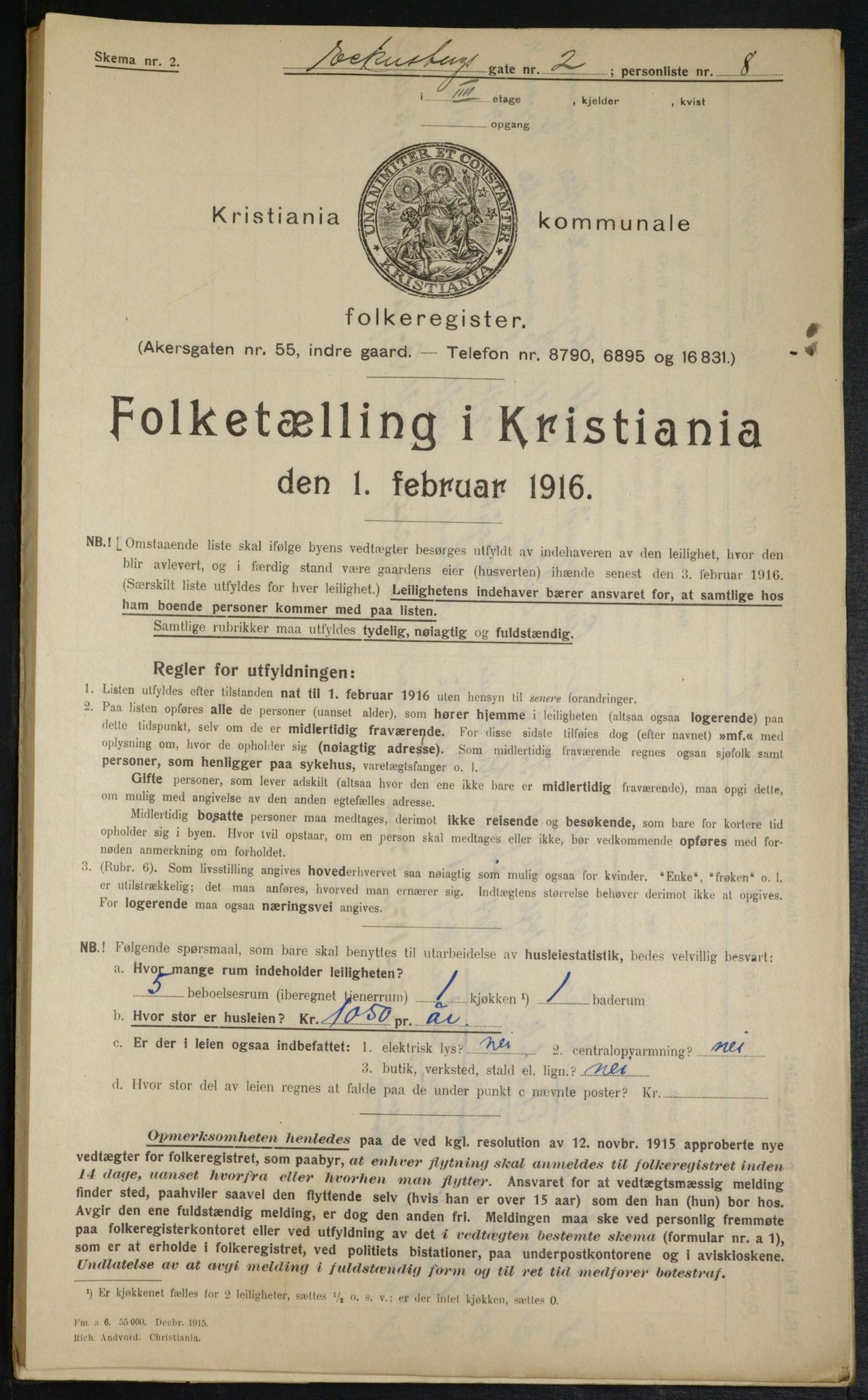 OBA, Municipal Census 1916 for Kristiania, 1916, p. 18335