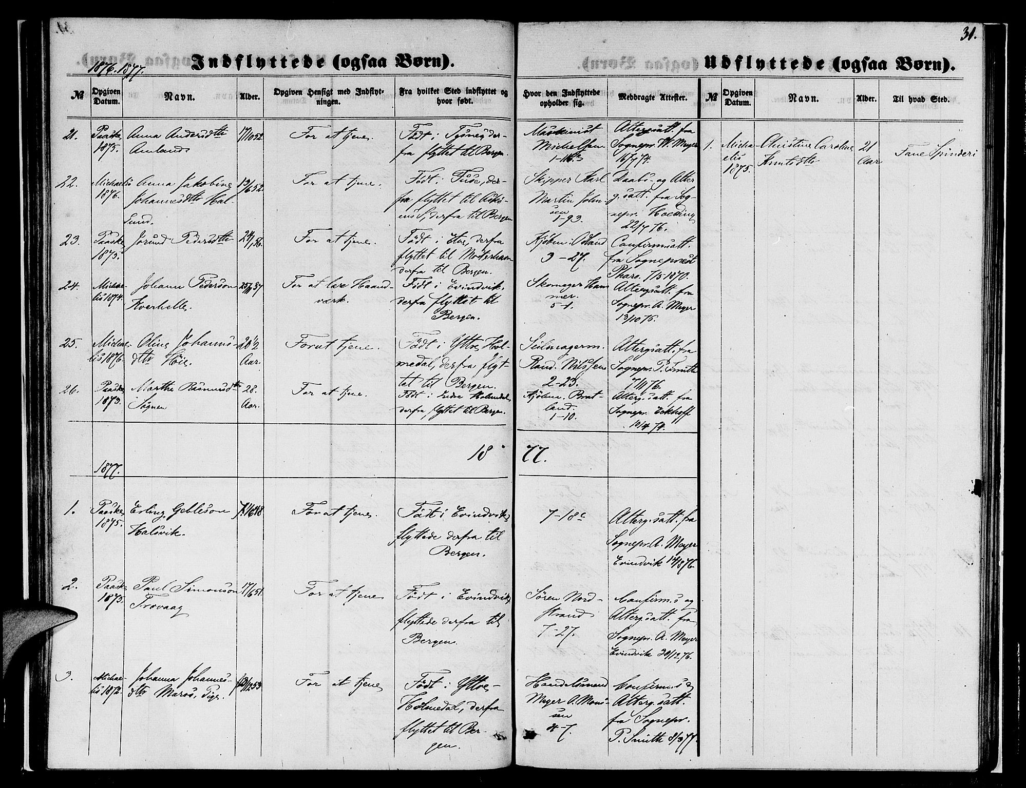 Nykirken Sokneprestembete, SAB/A-77101/H/Hab: Parish register (copy) no. F 2, 1859-1886, p. 31