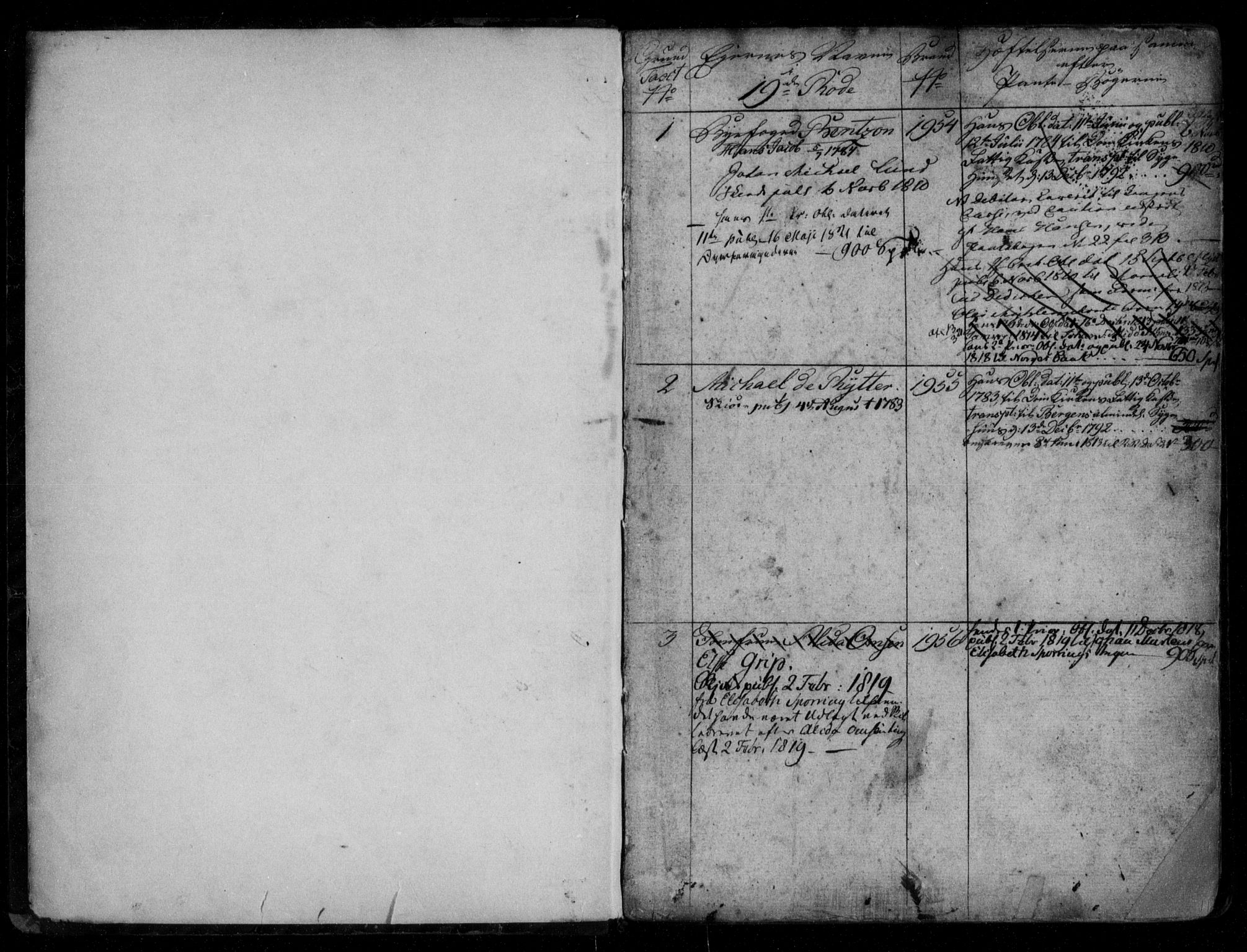 Byfogd og Byskriver i Bergen, SAB/A-3401/03/03AdA/L0004: Mortgage register no. A.d.A.4, 1732-1820, p. 1