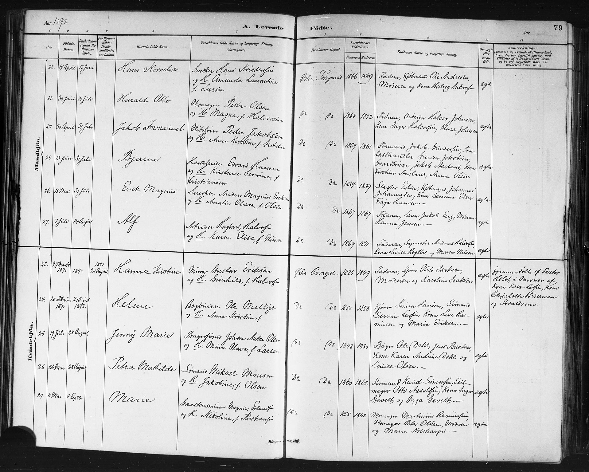 Porsgrunn kirkebøker , AV/SAKO-A-104/G/Gb/L0005: Parish register (copy) no. II 5, 1883-1915, p. 79