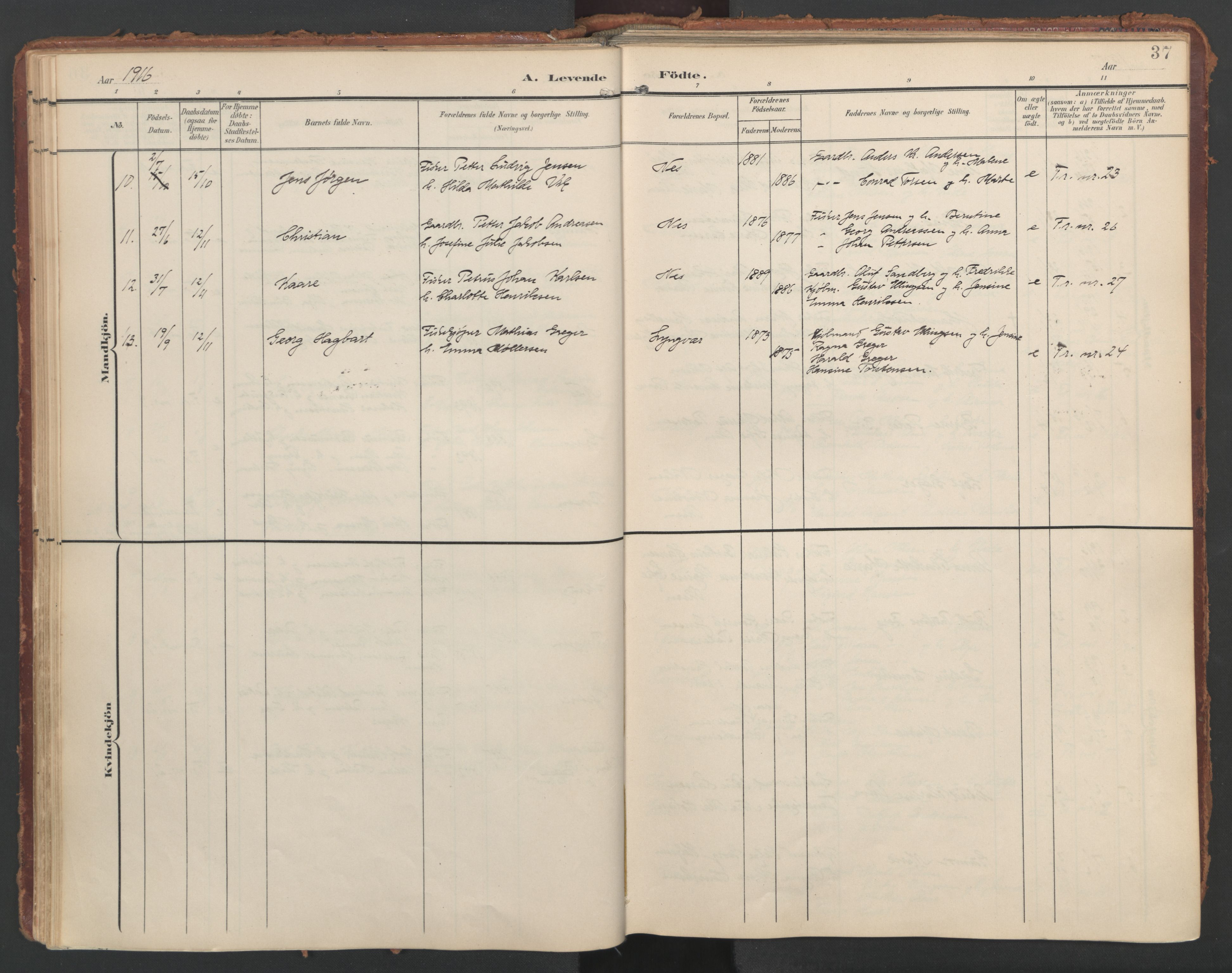 Ministerialprotokoller, klokkerbøker og fødselsregistre - Nordland, AV/SAT-A-1459/808/L0129: Parish register (official) no. 808A02, 1903-1931, p. 37