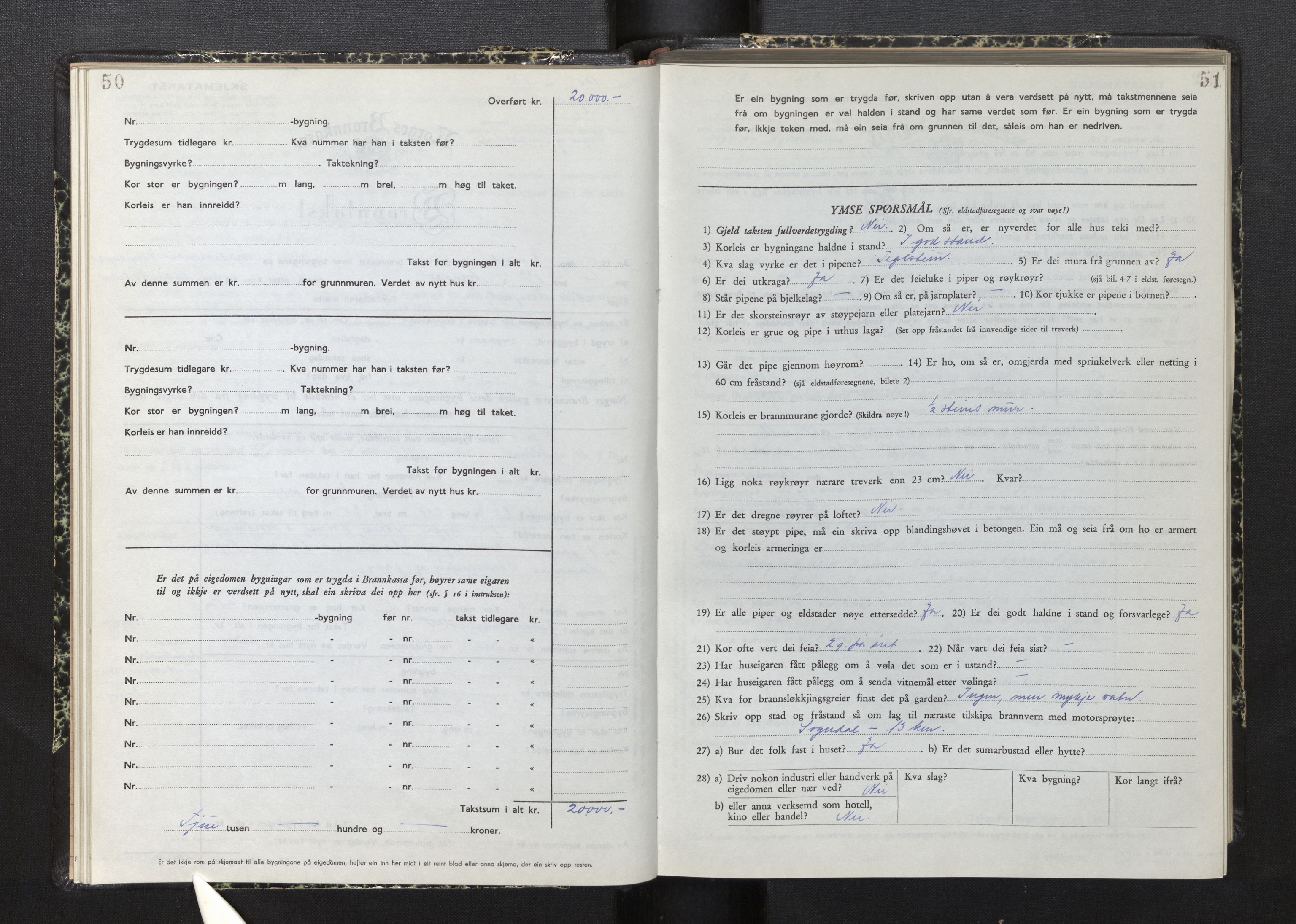 Lensmannen i Sogndal, AV/SAB-A-29901/0012/L0015: Branntakstprotokoll, skjematakst, 1950-1955, p. 50-51