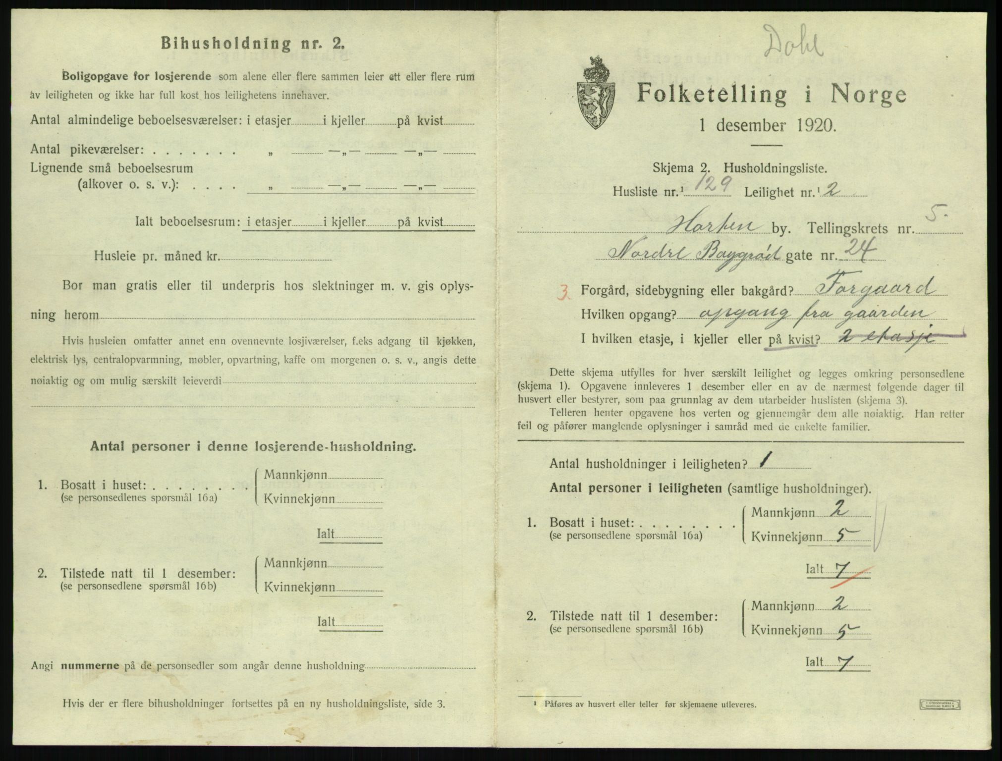 SAKO, 1920 census for Horten, 1920, p. 6109