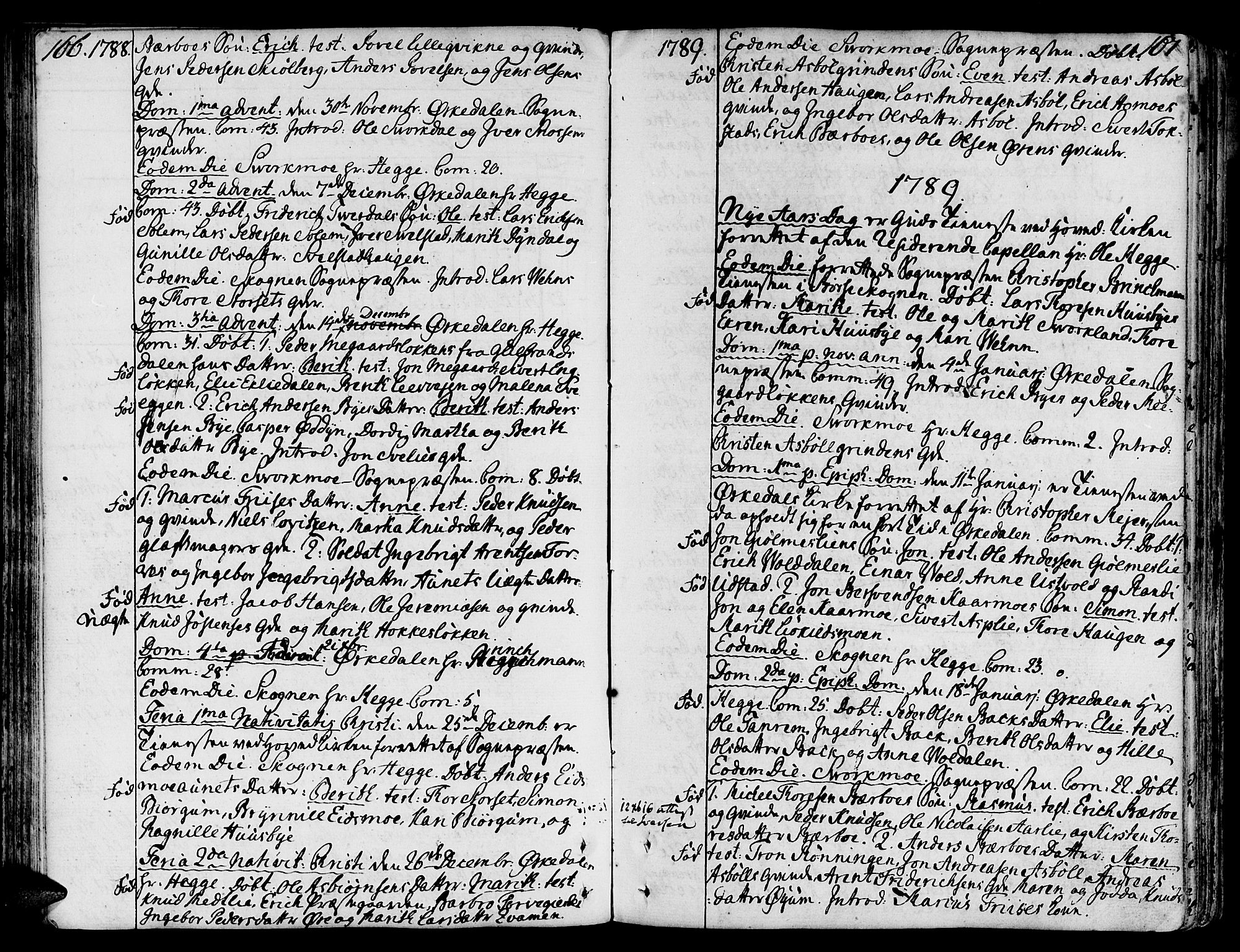 Ministerialprotokoller, klokkerbøker og fødselsregistre - Sør-Trøndelag, SAT/A-1456/668/L0802: Parish register (official) no. 668A02, 1776-1799, p. 166-167