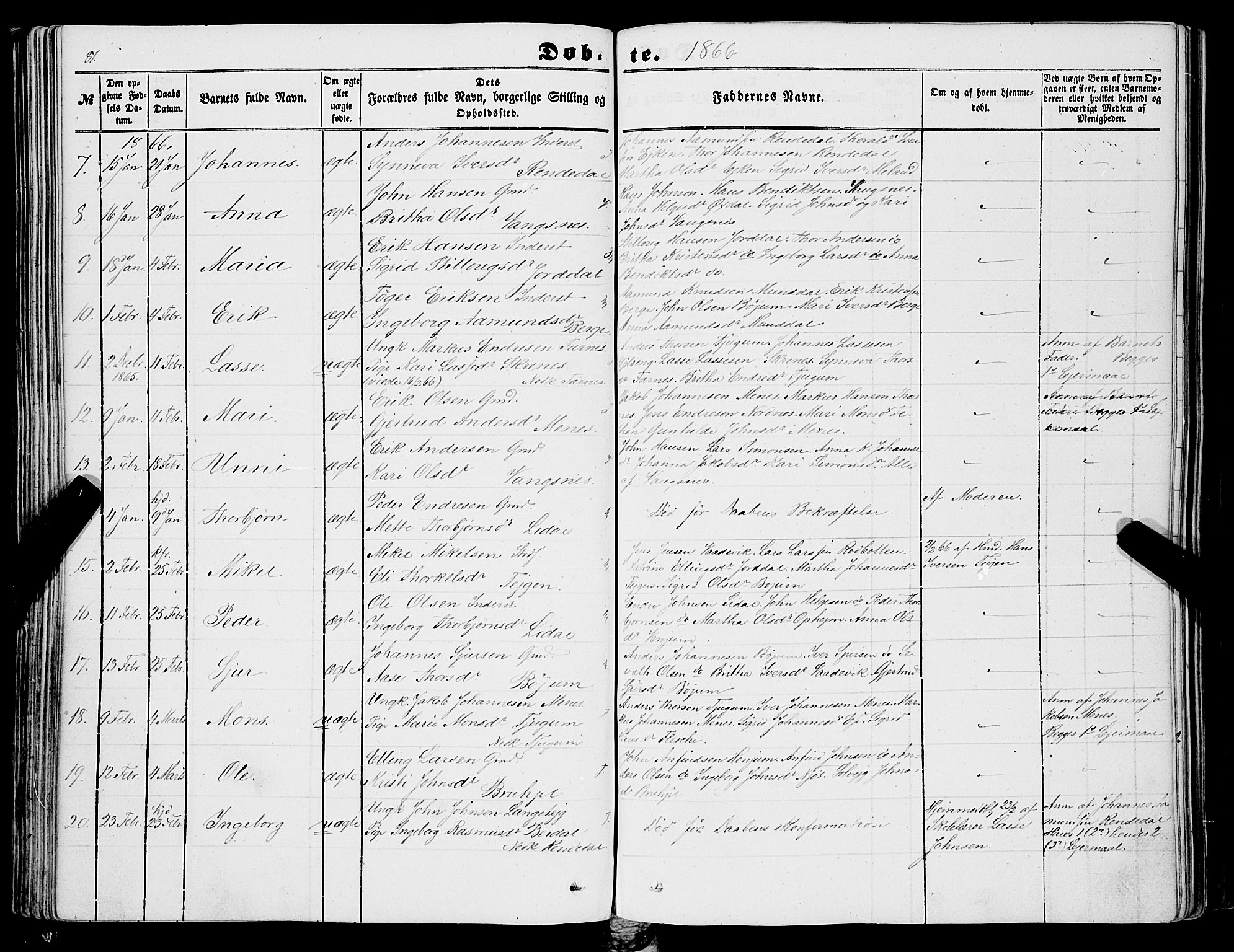 Balestrand sokneprestembete, AV/SAB-A-79601/H/Haa/Haaa/L0002: Parish register (official) no. A 2, 1847-1866, p. 81