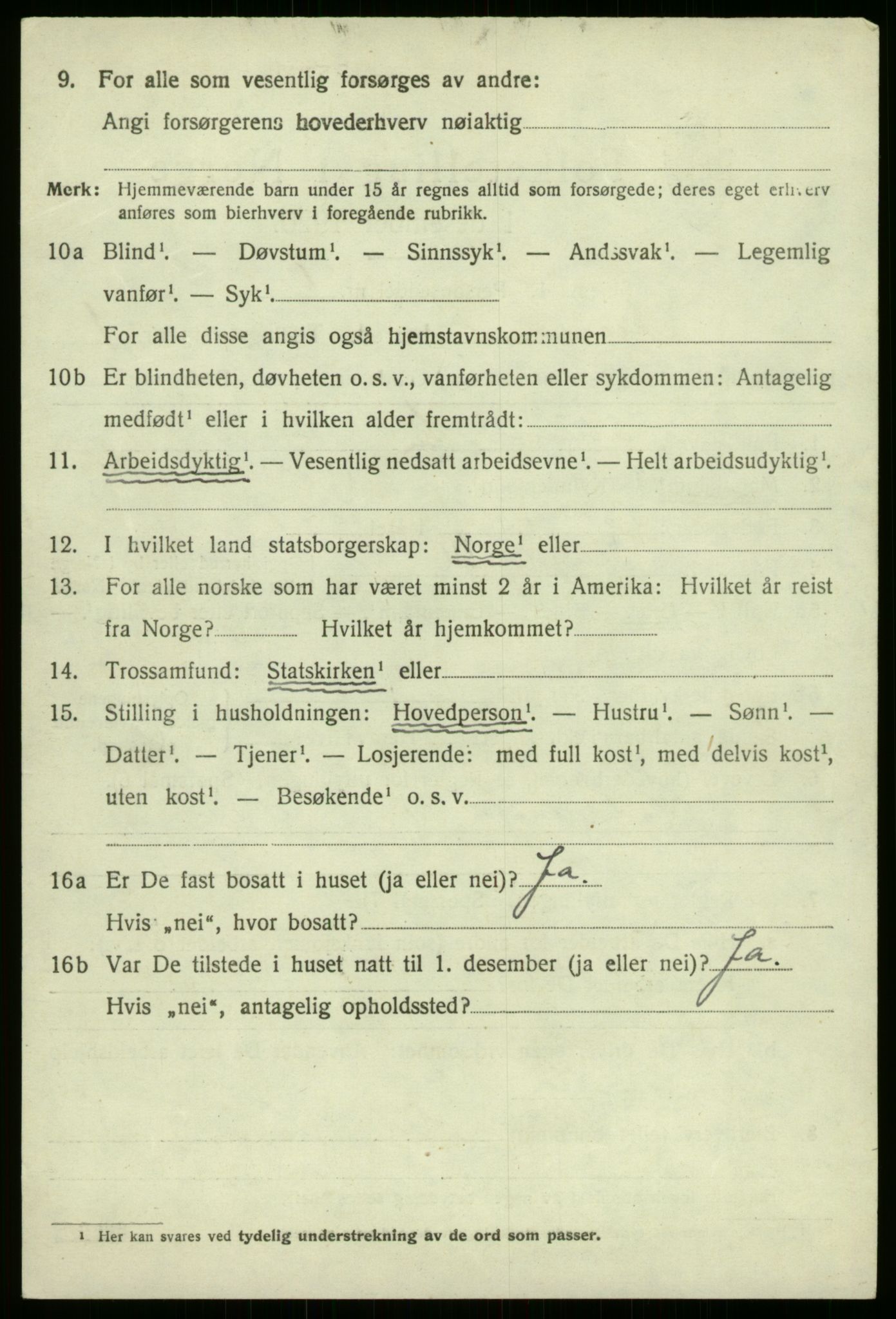 SAB, 1920 census for Aurland, 1920, p. 1815