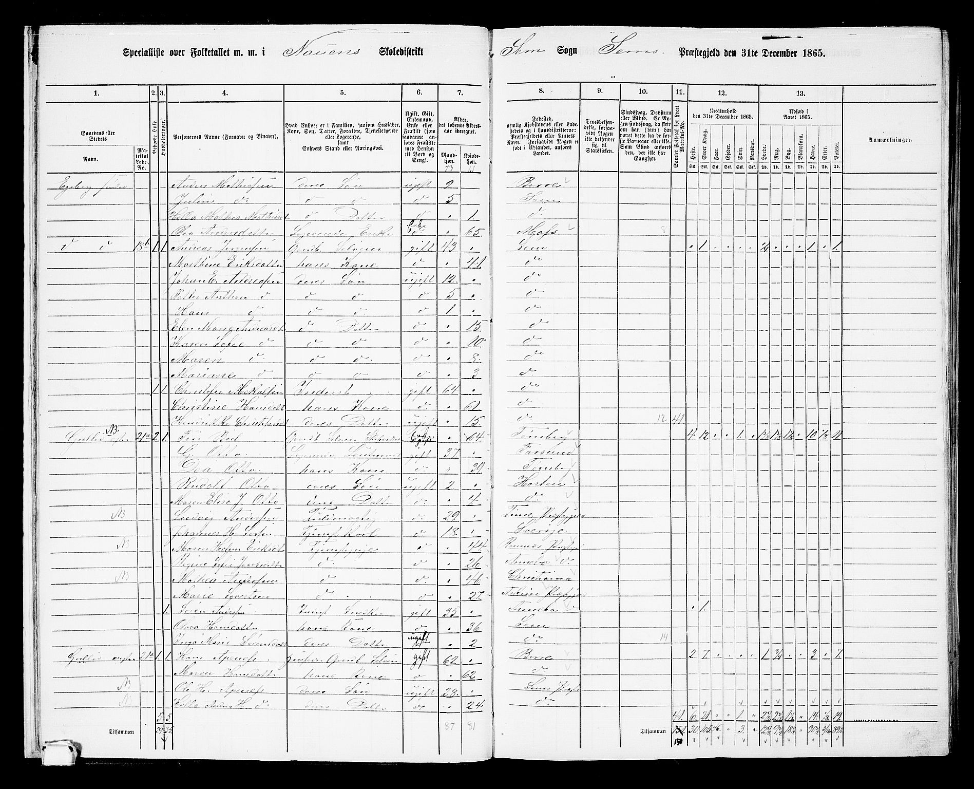 RA, 1865 census for Sem, 1865, p. 19