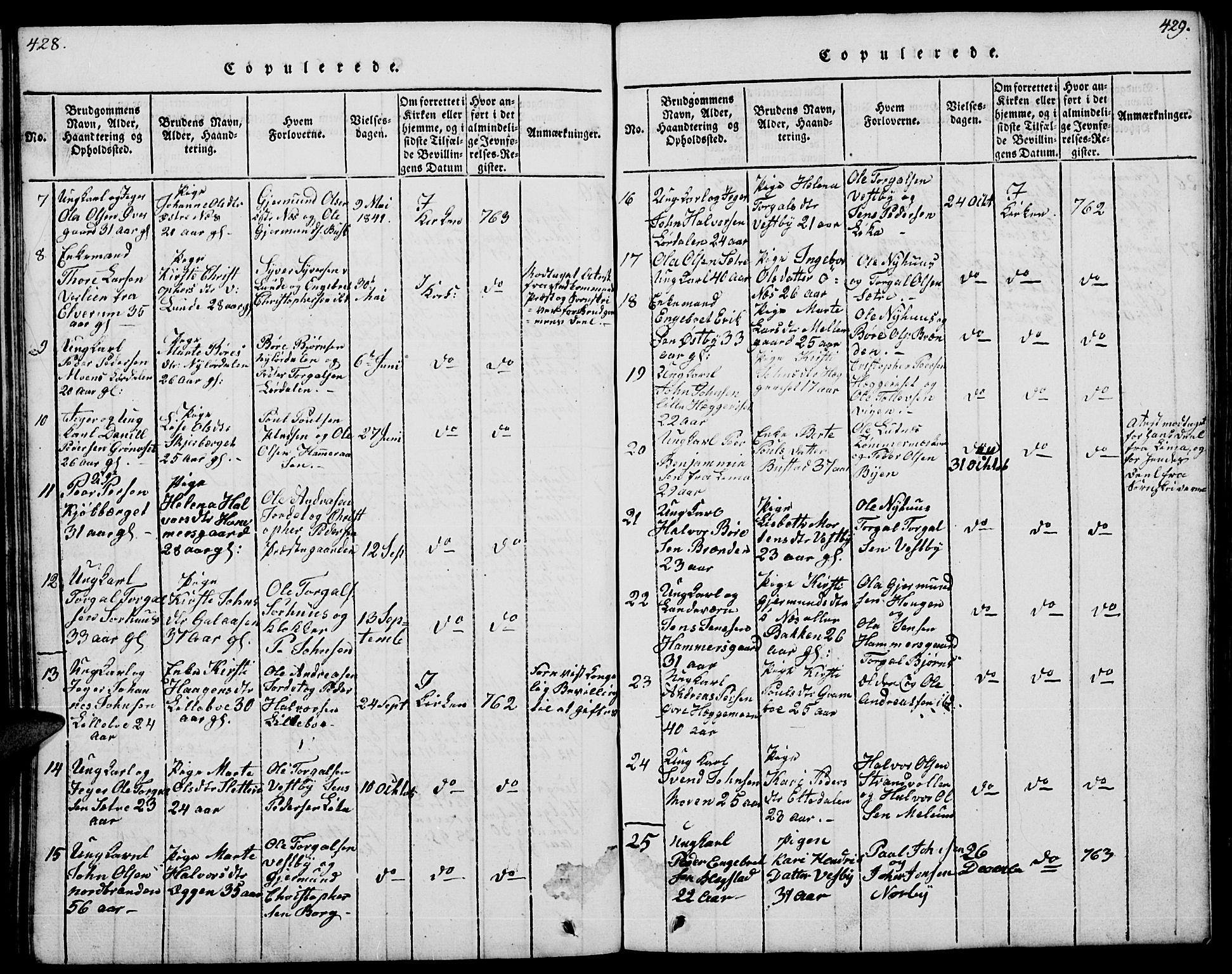 Trysil prestekontor, AV/SAH-PREST-046/H/Ha/Hab/L0004: Parish register (copy) no. 4, 1814-1841, p. 428-429