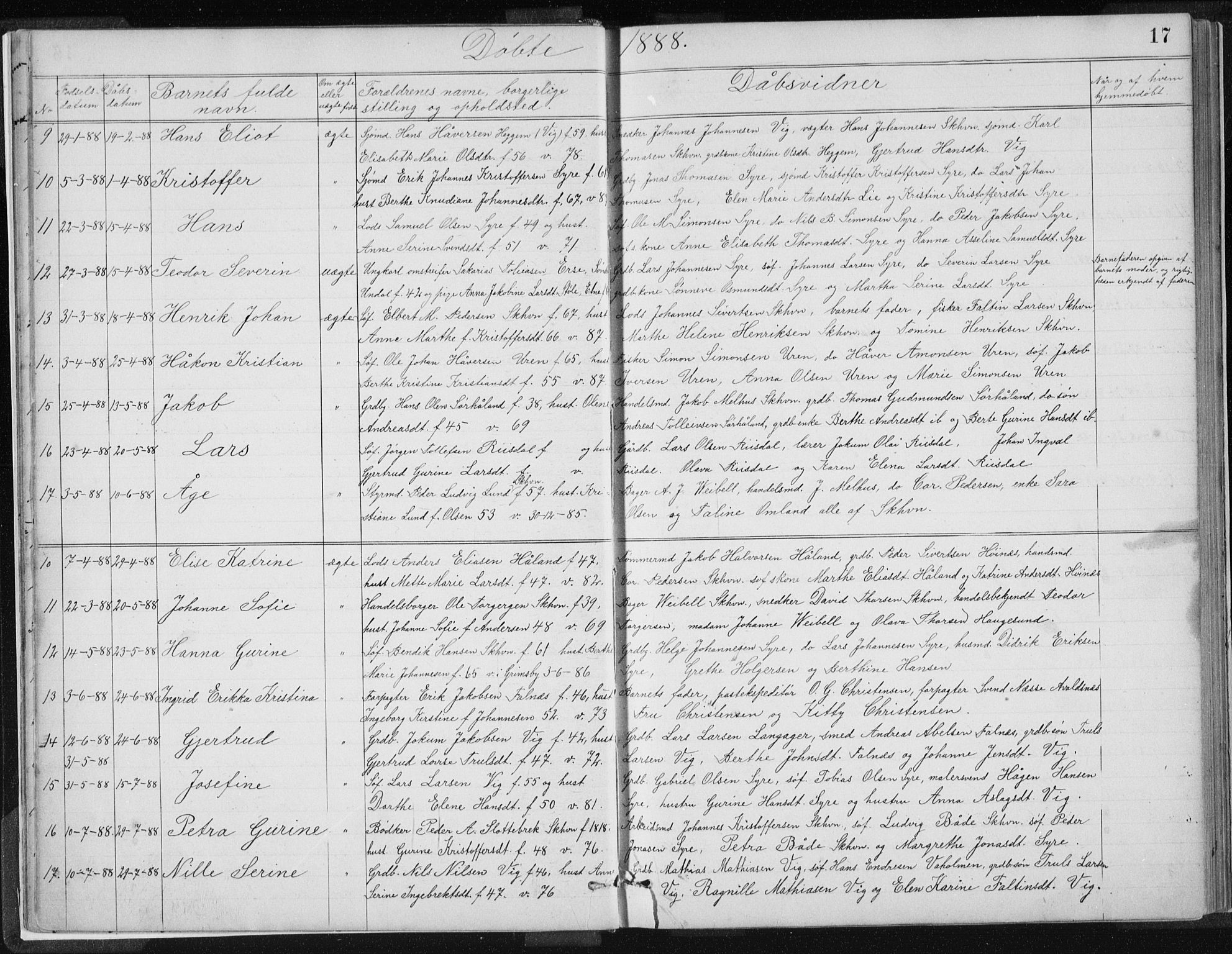 Skudenes sokneprestkontor, SAST/A -101849/H/Ha/Hab/L0007: Parish register (copy) no. B 7, 1885-1899, p. 17