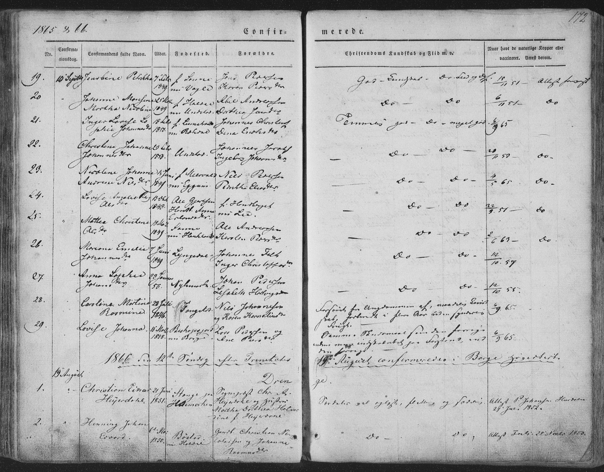 Ministerialprotokoller, klokkerbøker og fødselsregistre - Nordland, AV/SAT-A-1459/880/L1131: Parish register (official) no. 880A05, 1844-1868, p. 172