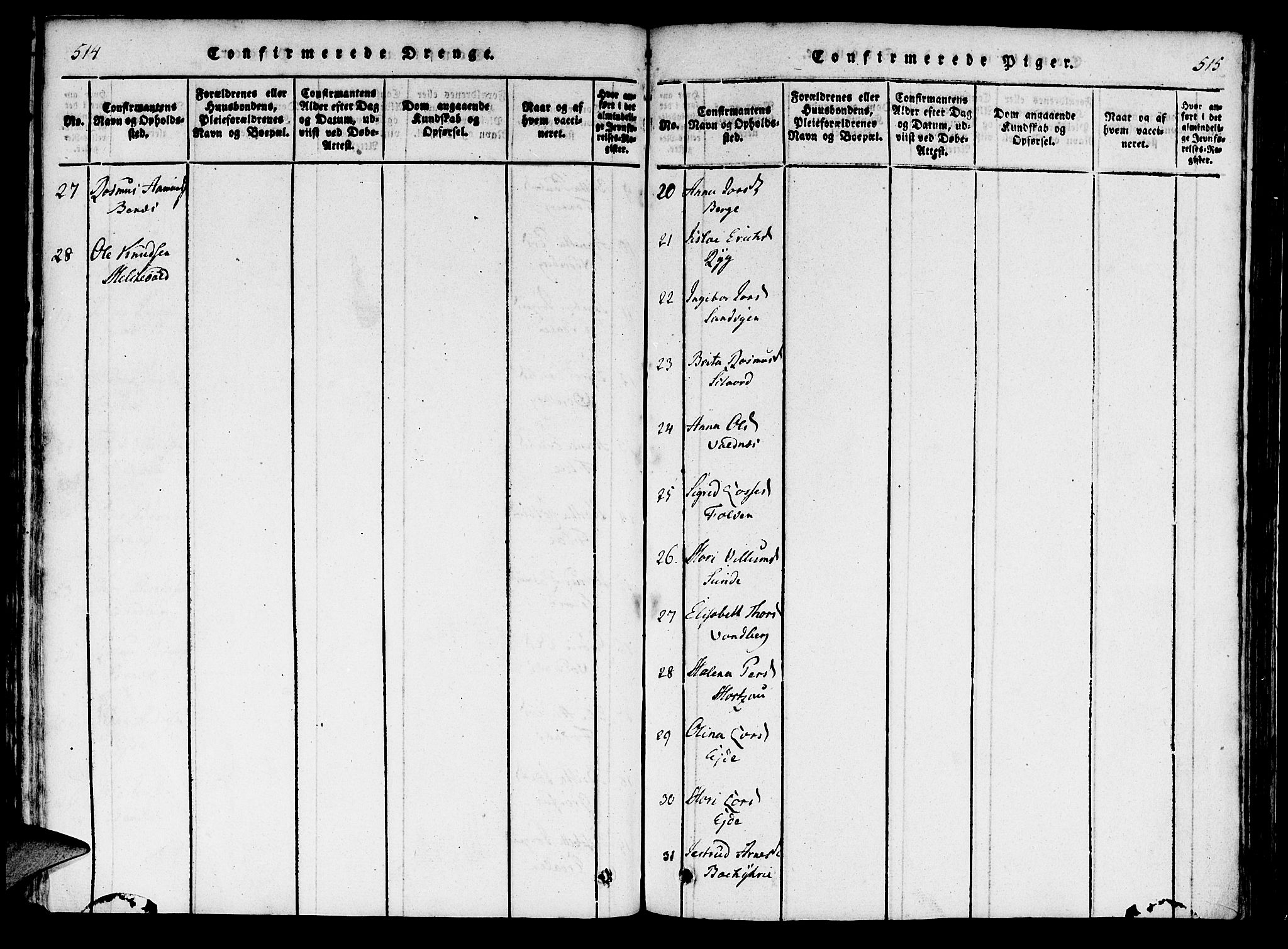 Innvik sokneprestembete, AV/SAB-A-80501: Parish register (official) no. A 2, 1816-1821, p. 514-515